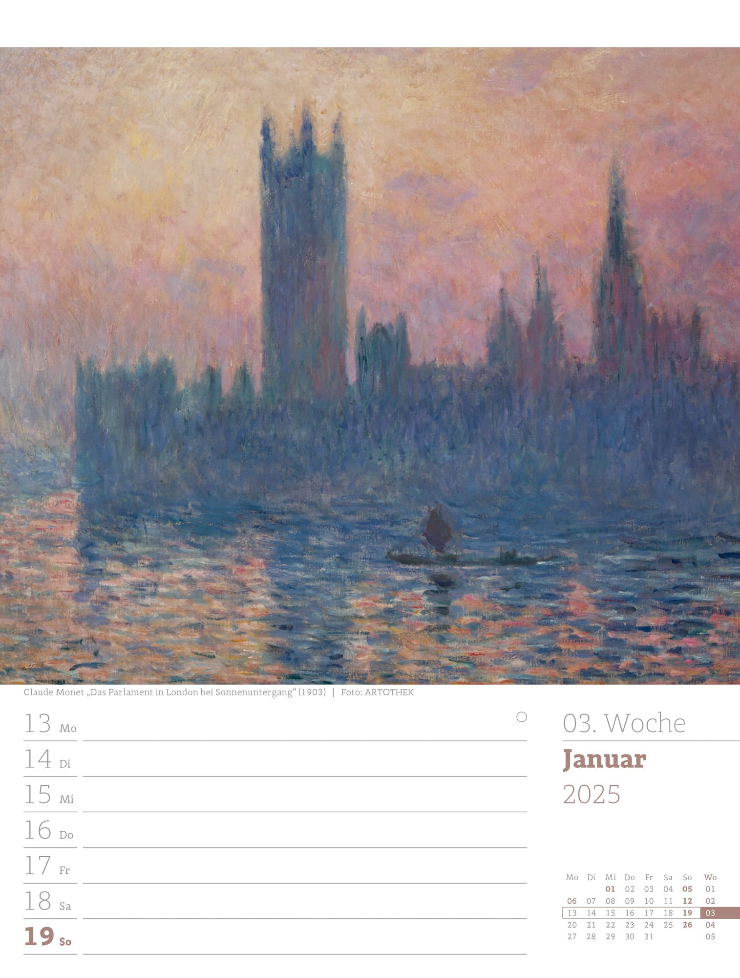 Ackermann Calendar World of Art 2025 - Weekly Planner - Inside View 05