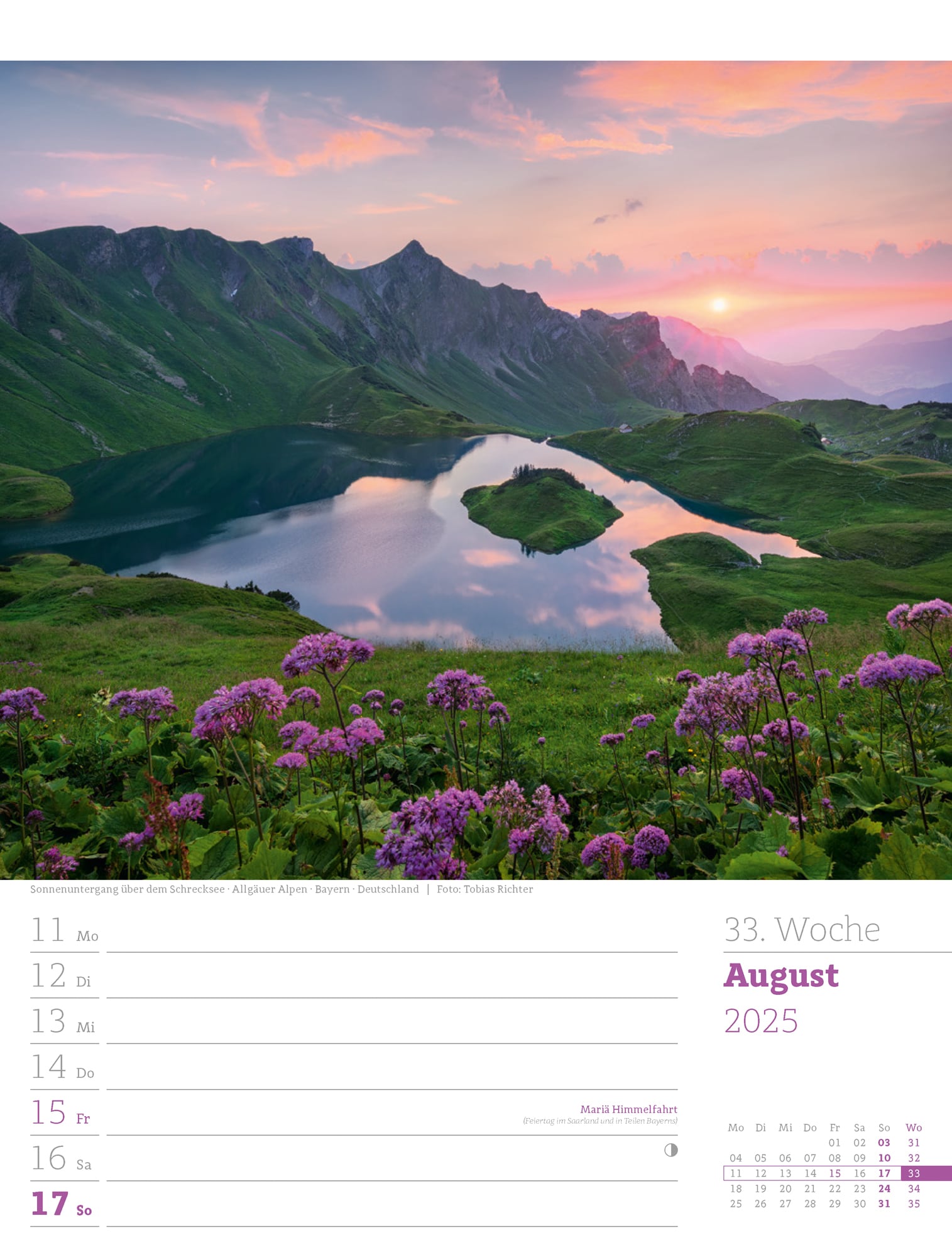 Ackermann Calendar Alps 2025 - Weekly Planner - Inside View 36