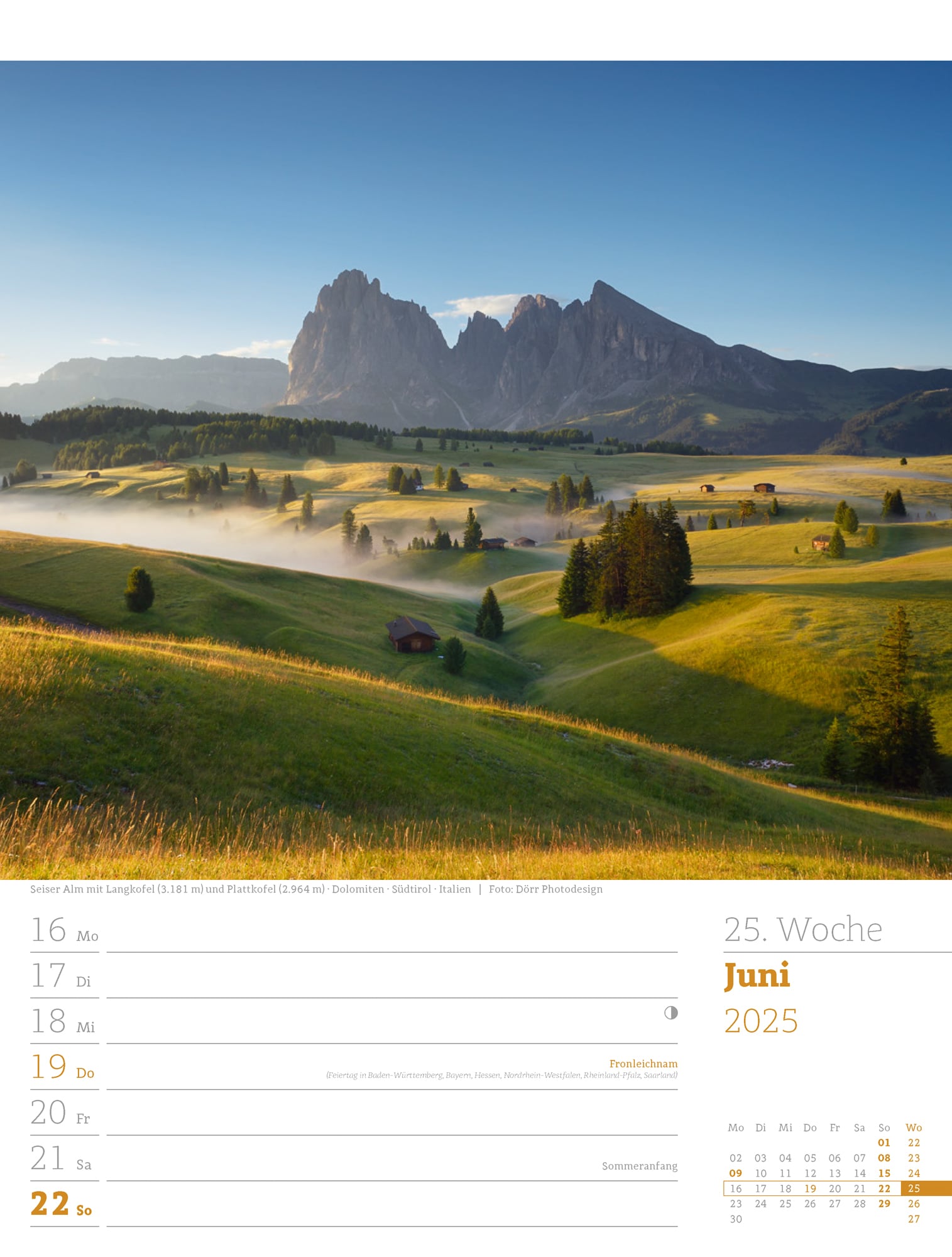 Ackermann Calendar Alps 2025 - Weekly Planner - Inside View 28