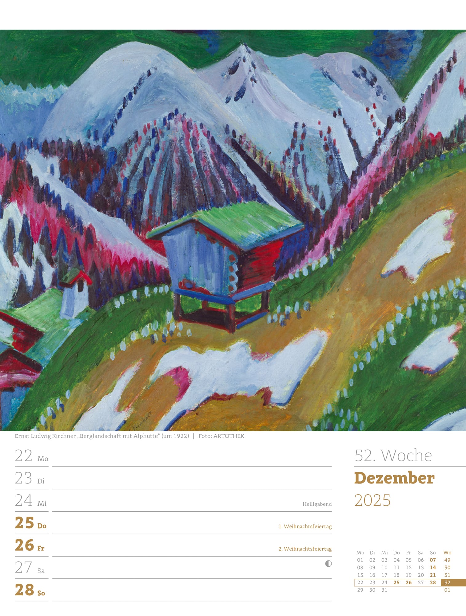 Ackermann Calendar World of Art 2025 - Weekly Planner - Inside View 55