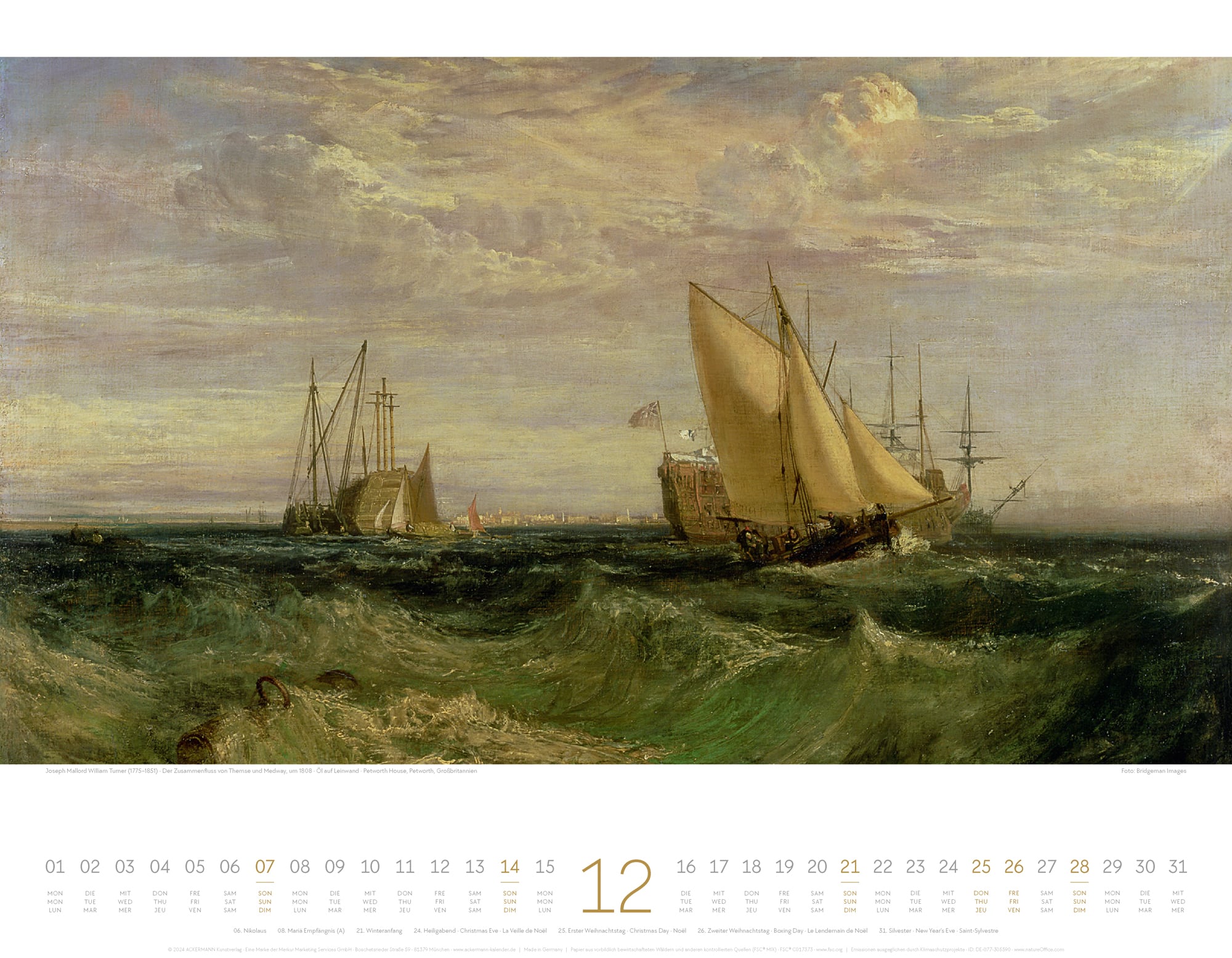 Ackermann Calendar Artwork Sea 2025 - Inside View 12