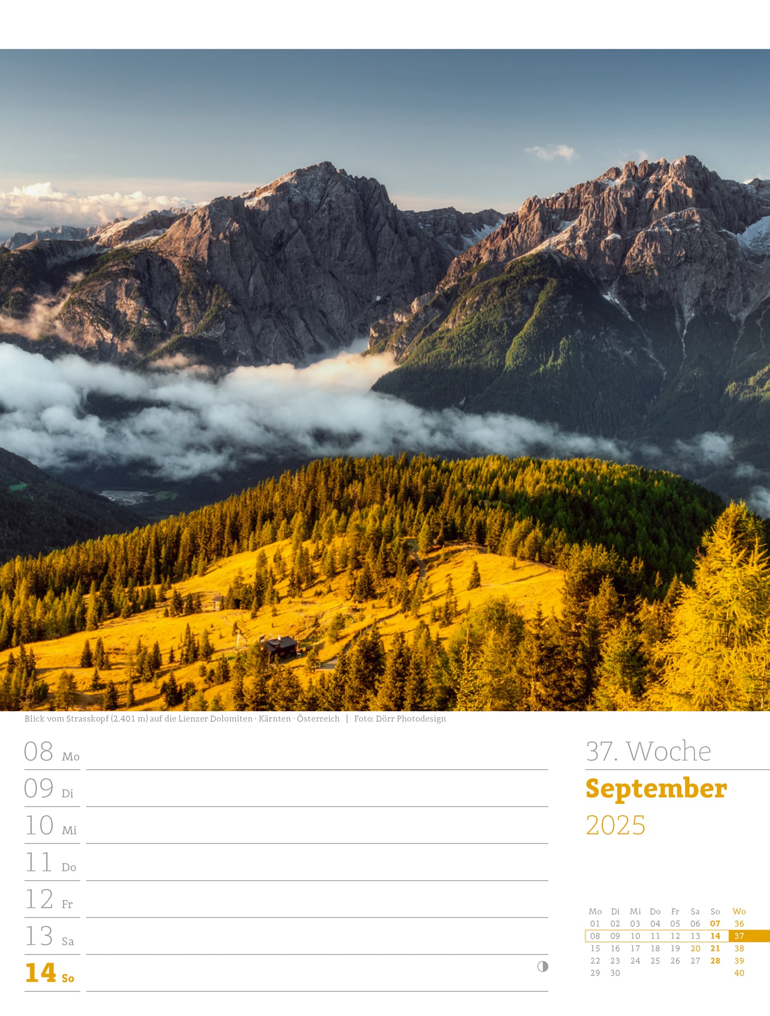 Ackermann Calendar Alps 2025 - Weekly Planner - Inside View 40