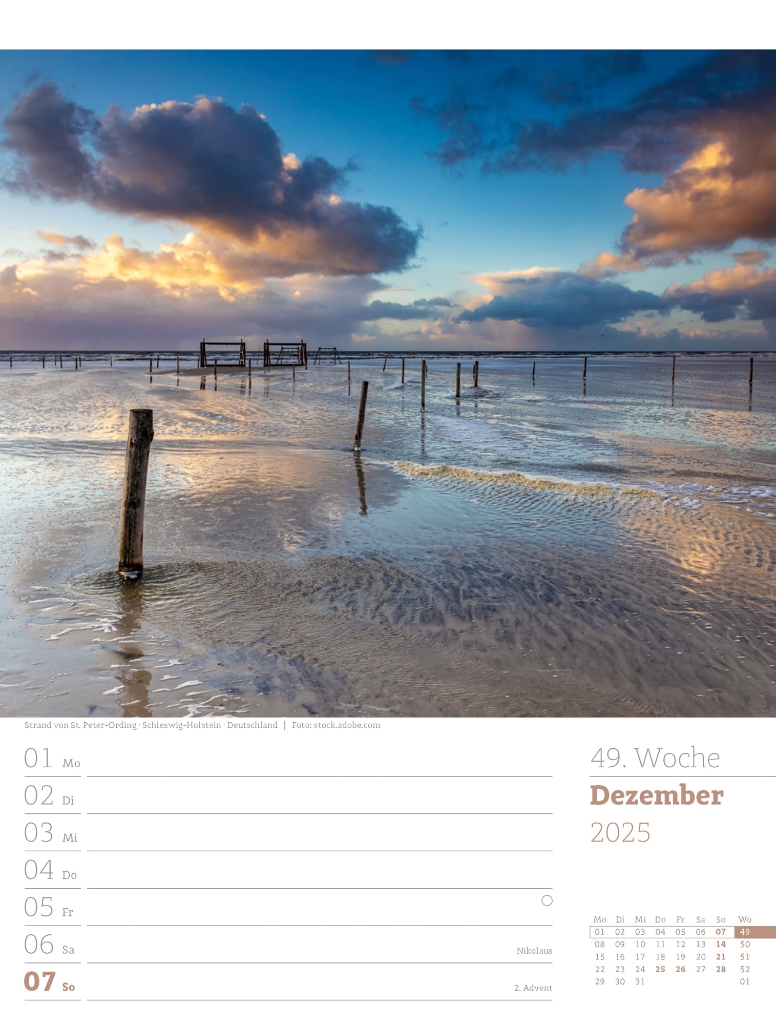 Ackermann Calendar At the Seaside 2025 - Weekly Planner - Inside View 52