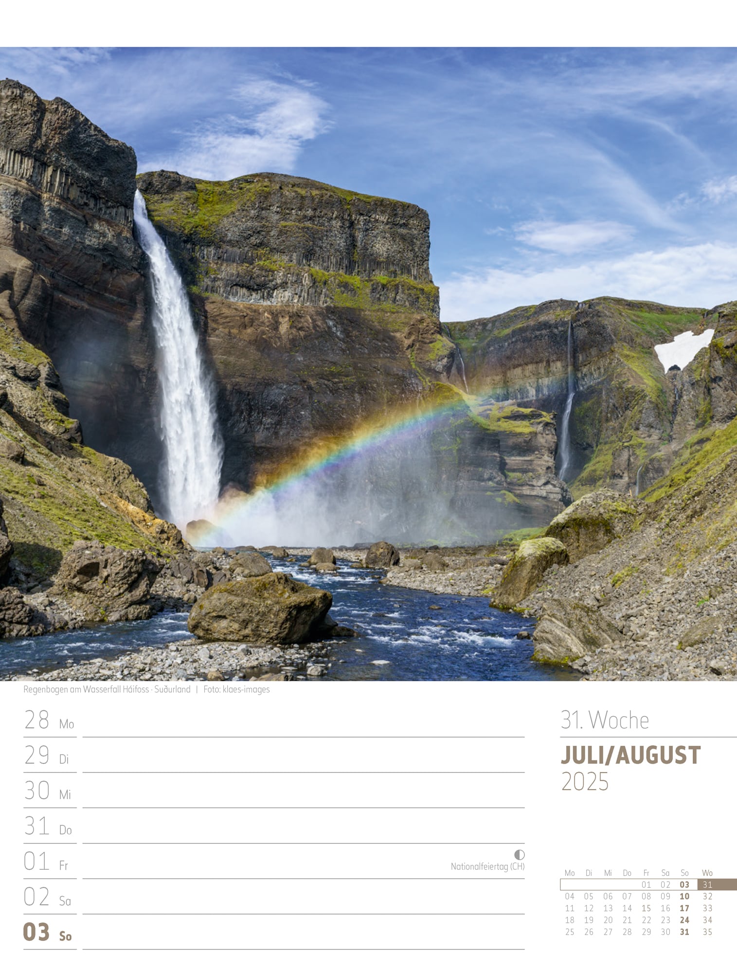 Ackermann Calendar Iceland 2025 - Weekly Planner - Inside View 34