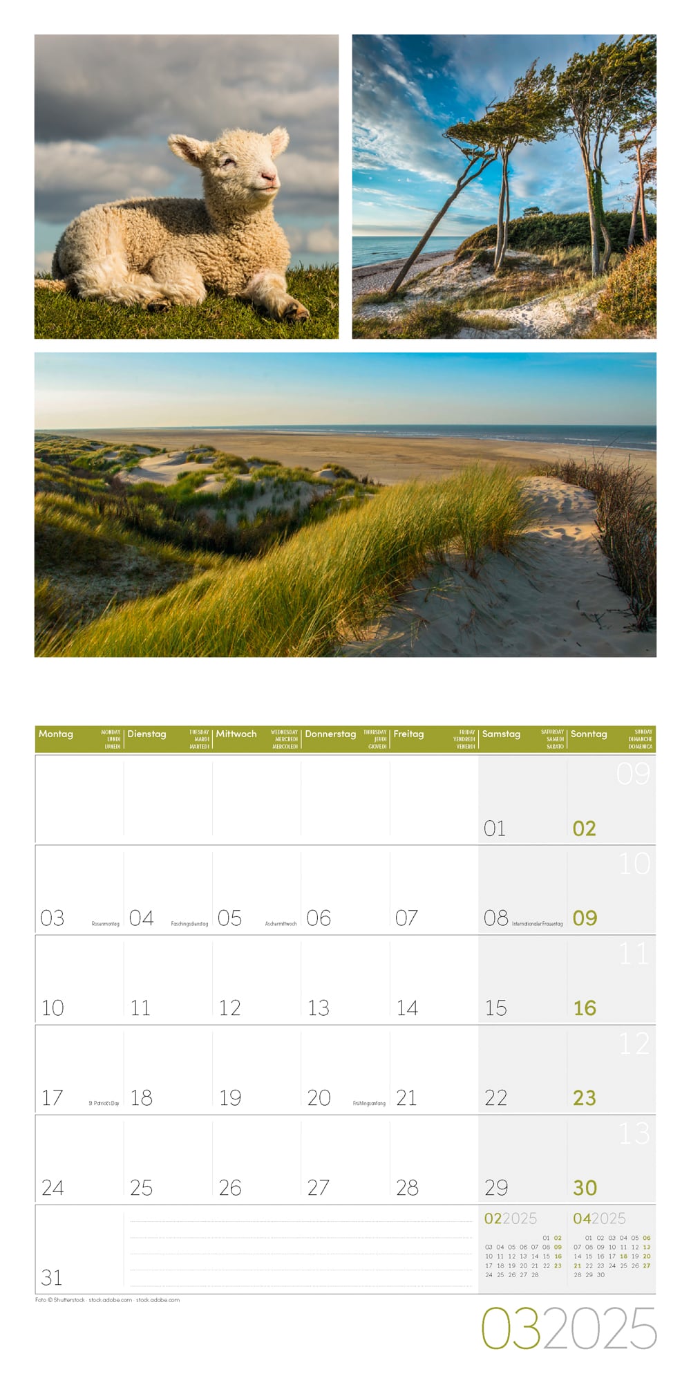 Art12 Collection Kalender Colours of Nature 2025 - 30x30 - Innenansicht 03
