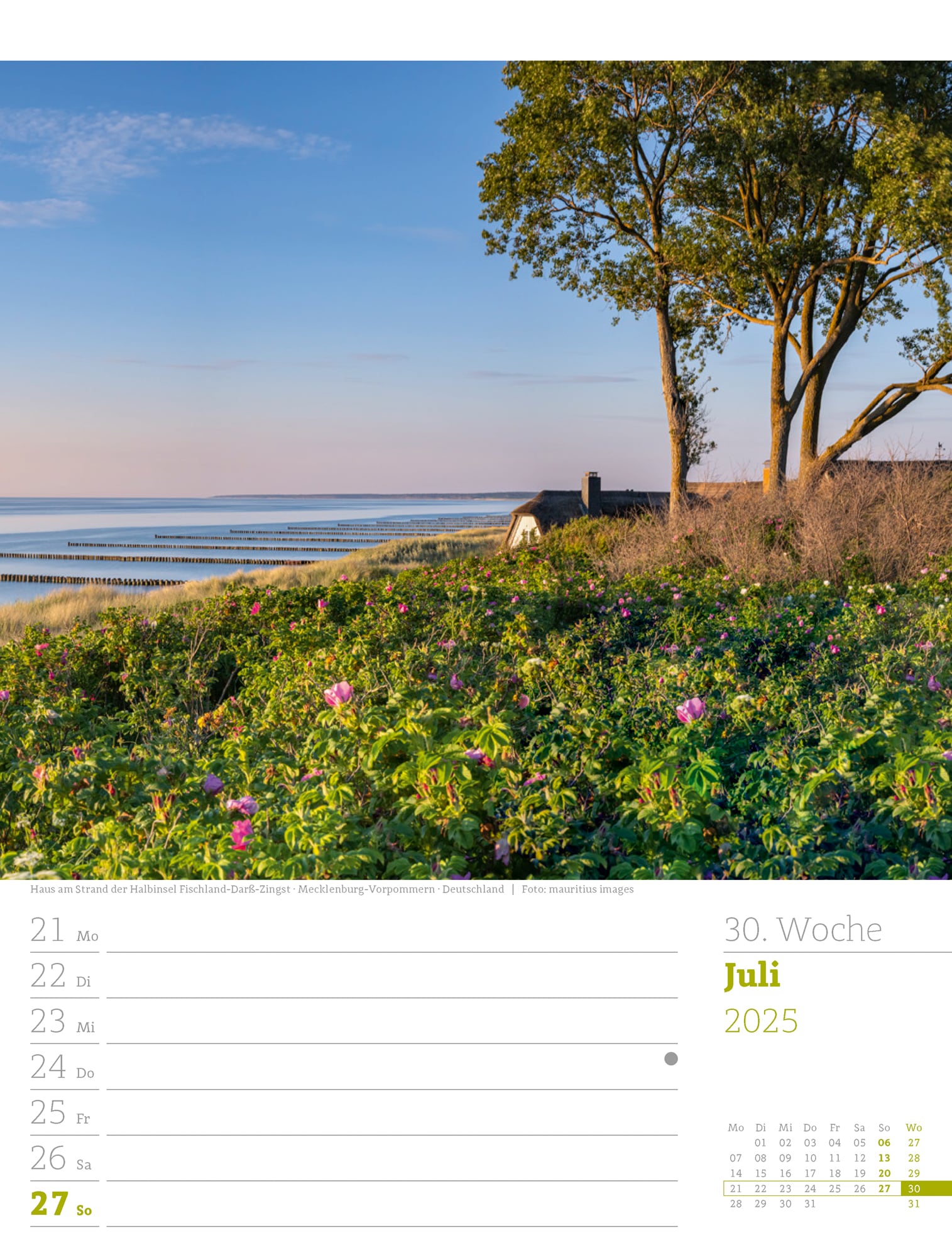 Ackermann Calendar At the Seaside 2025 - Weekly Planner - Inside View 33