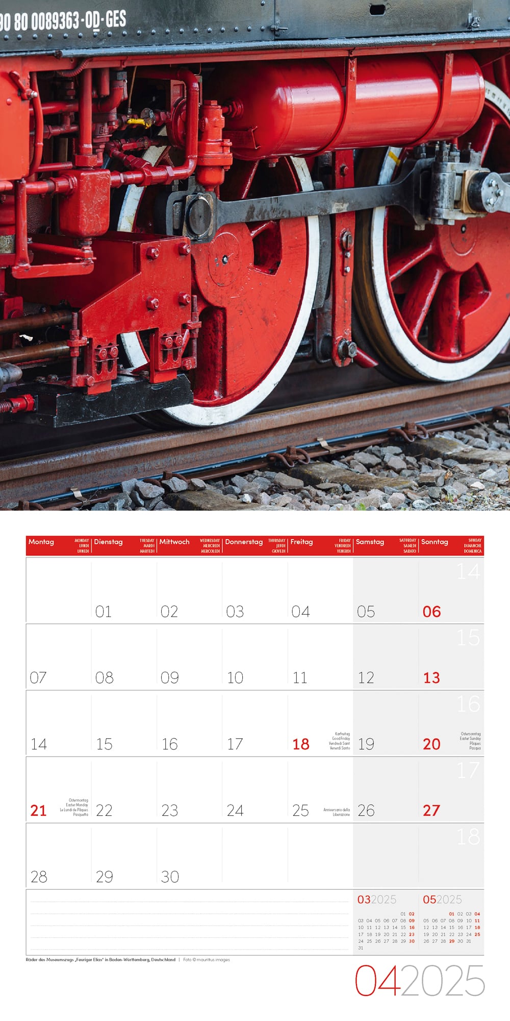 Art12 Collection Kalender Lokomotiven 2025 - 30x30 - Innenansicht 04