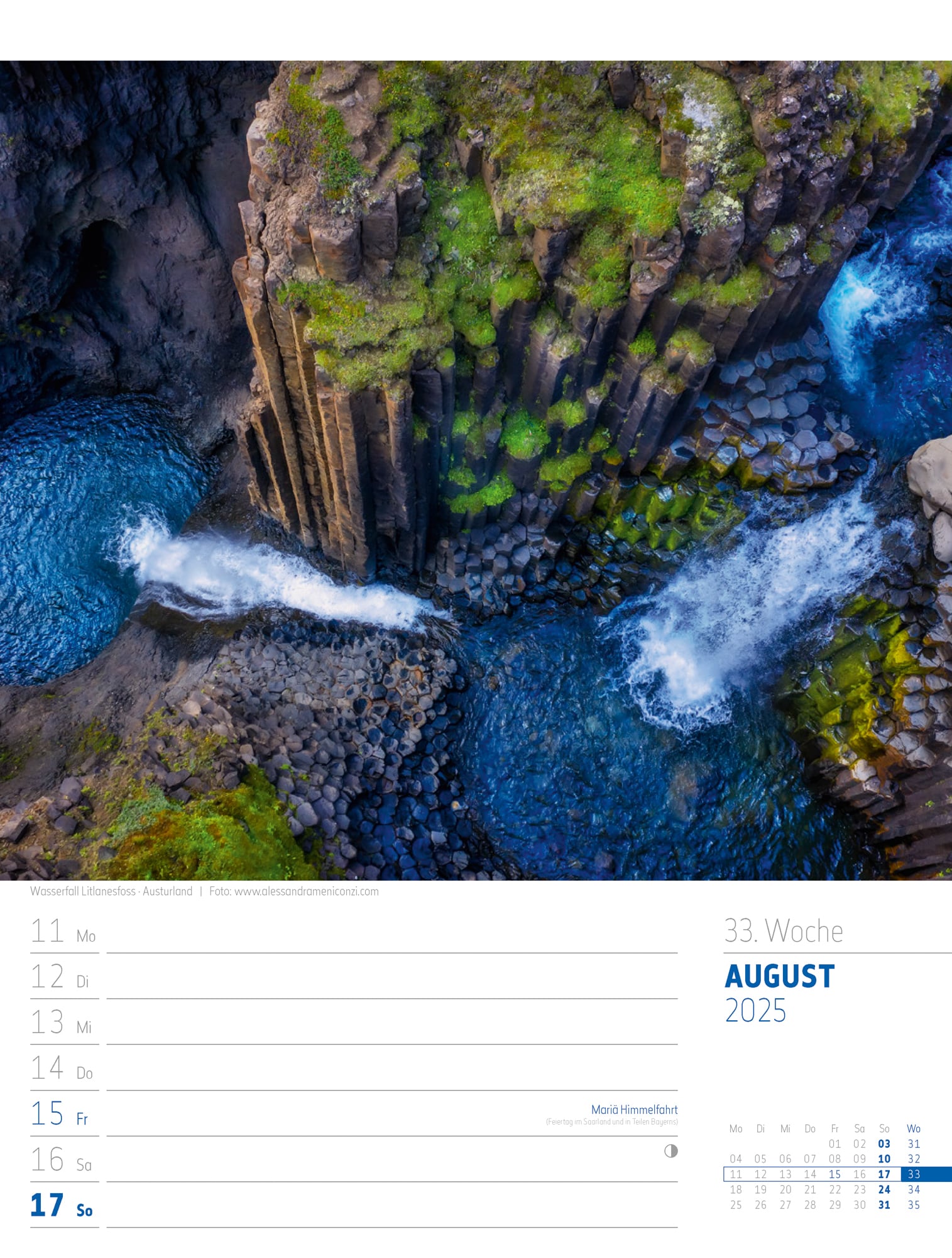 Ackermann Calendar Iceland 2025 - Weekly Planner - Inside View 36