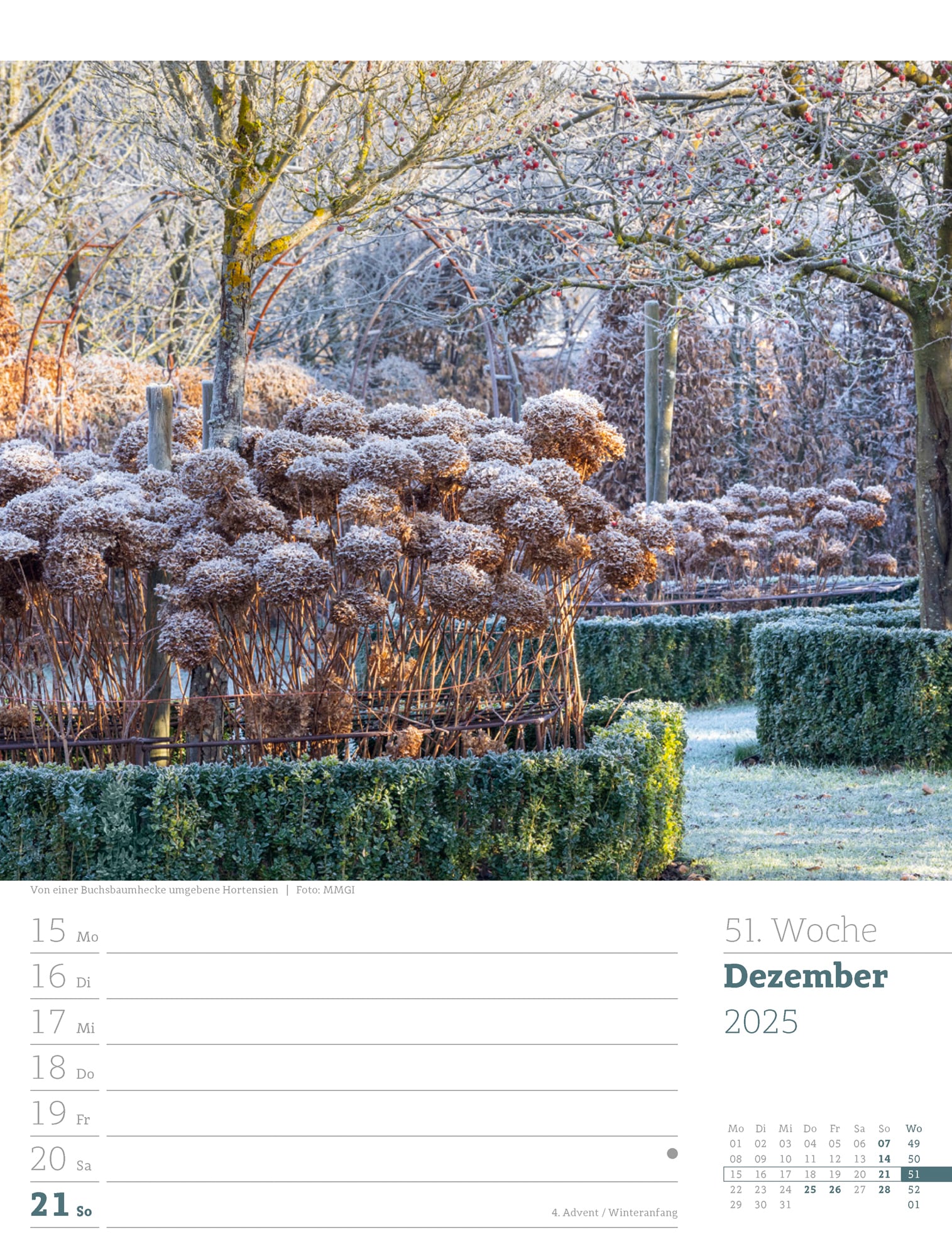 Ackermann Calendar Beautiful Gardens 2025 - Weekly Planner - Inside View 54