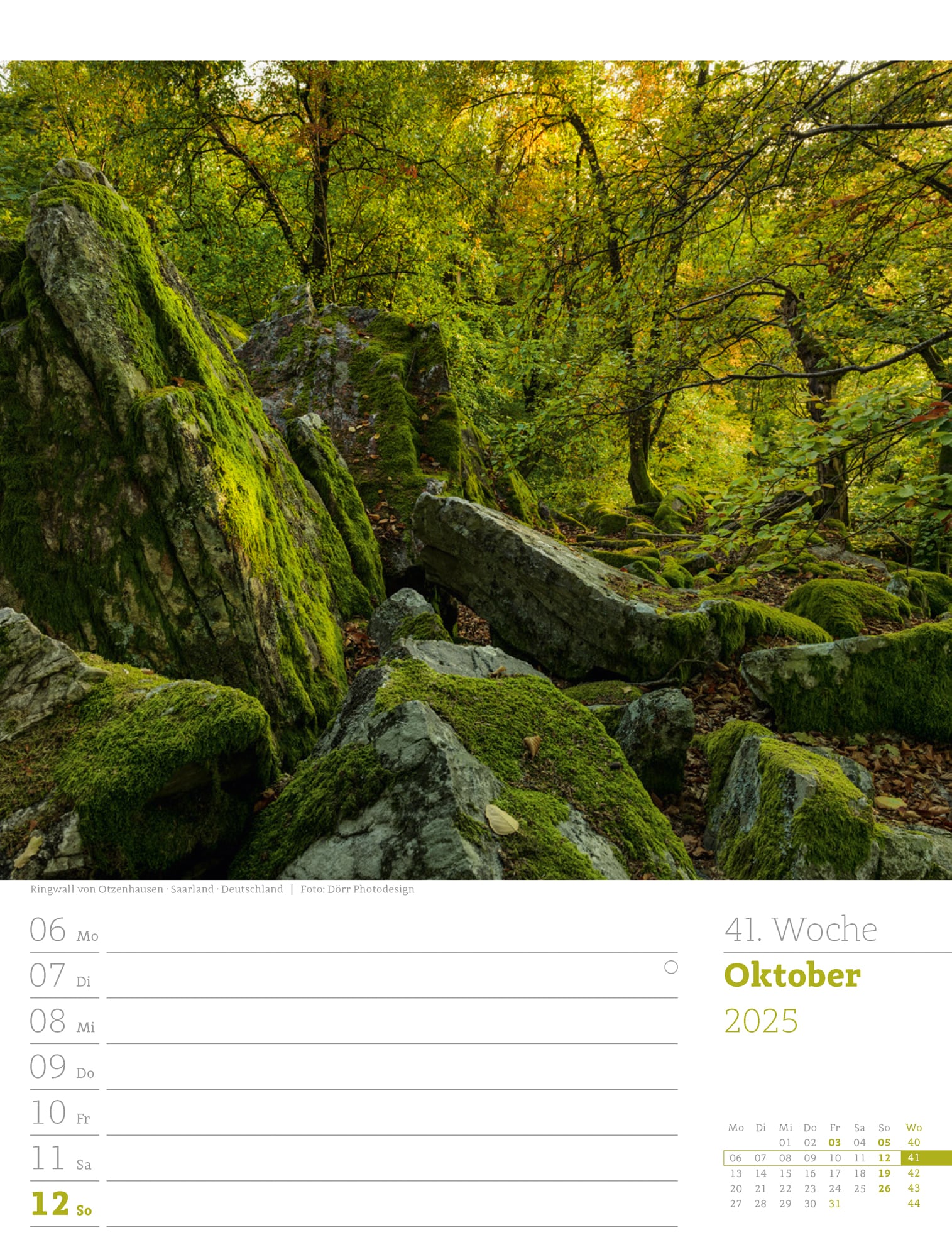 Ackermann Calendar Our Forest 2025 - Weekly Planner - Inside View 44