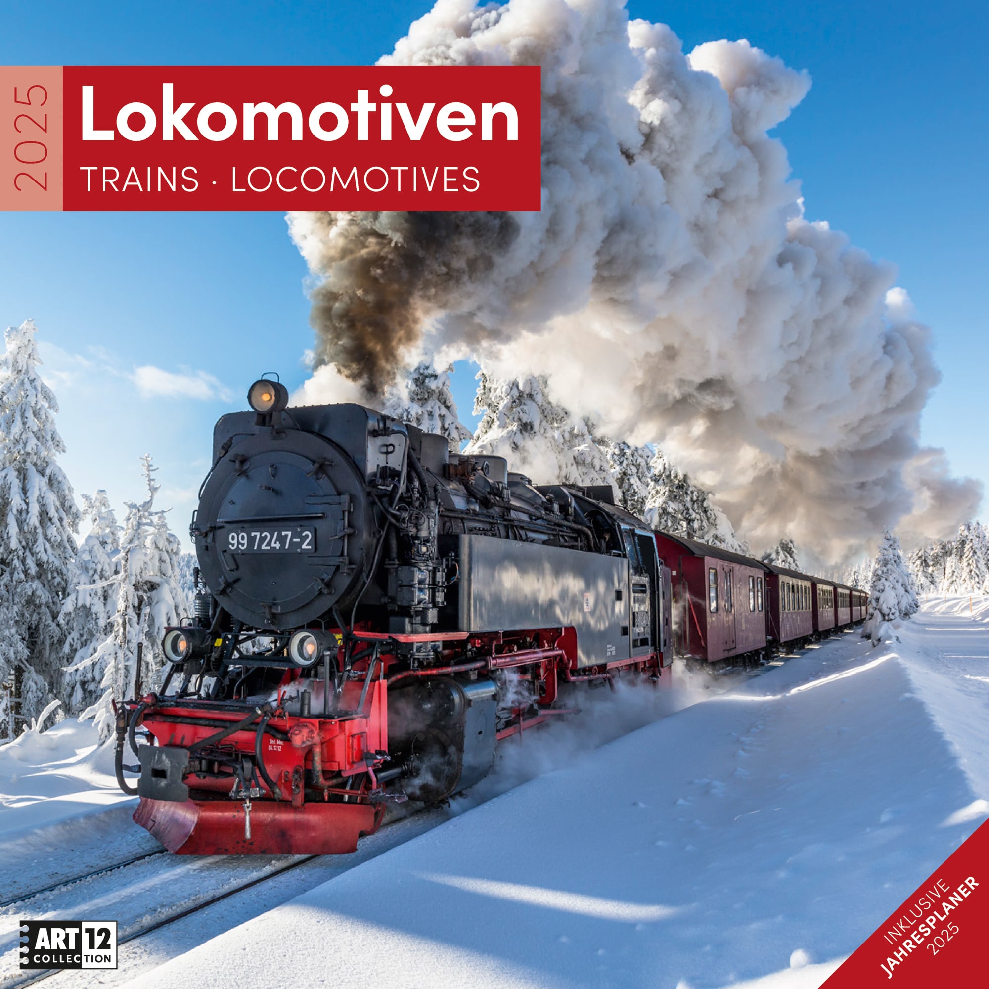 Art12 Collection Kalender Lokomotiven 2025 - 30x30 - Titelblatt