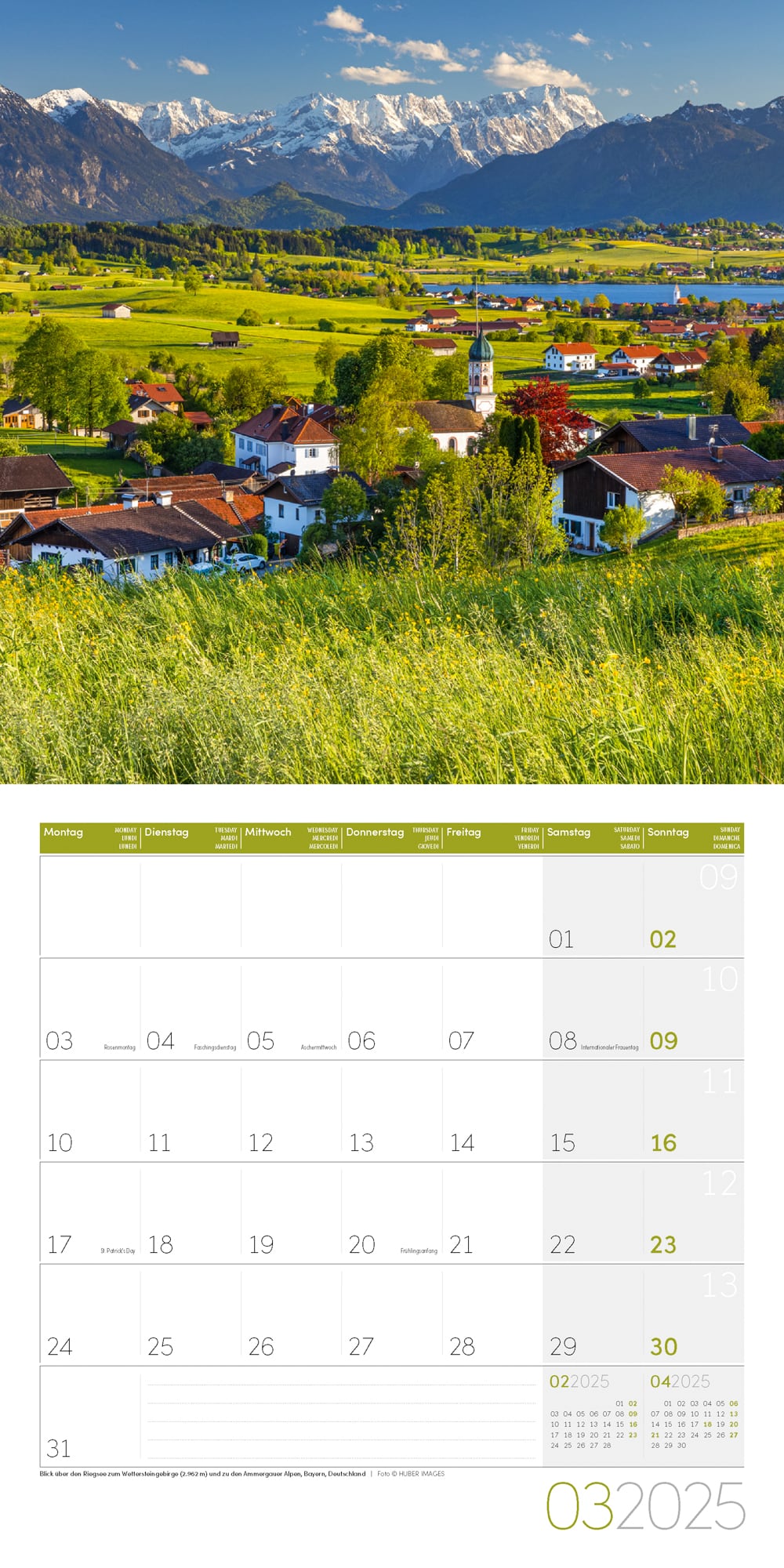 Art12 Collection Kalender Alpen 2025 - 30x30 - Innenansicht 03