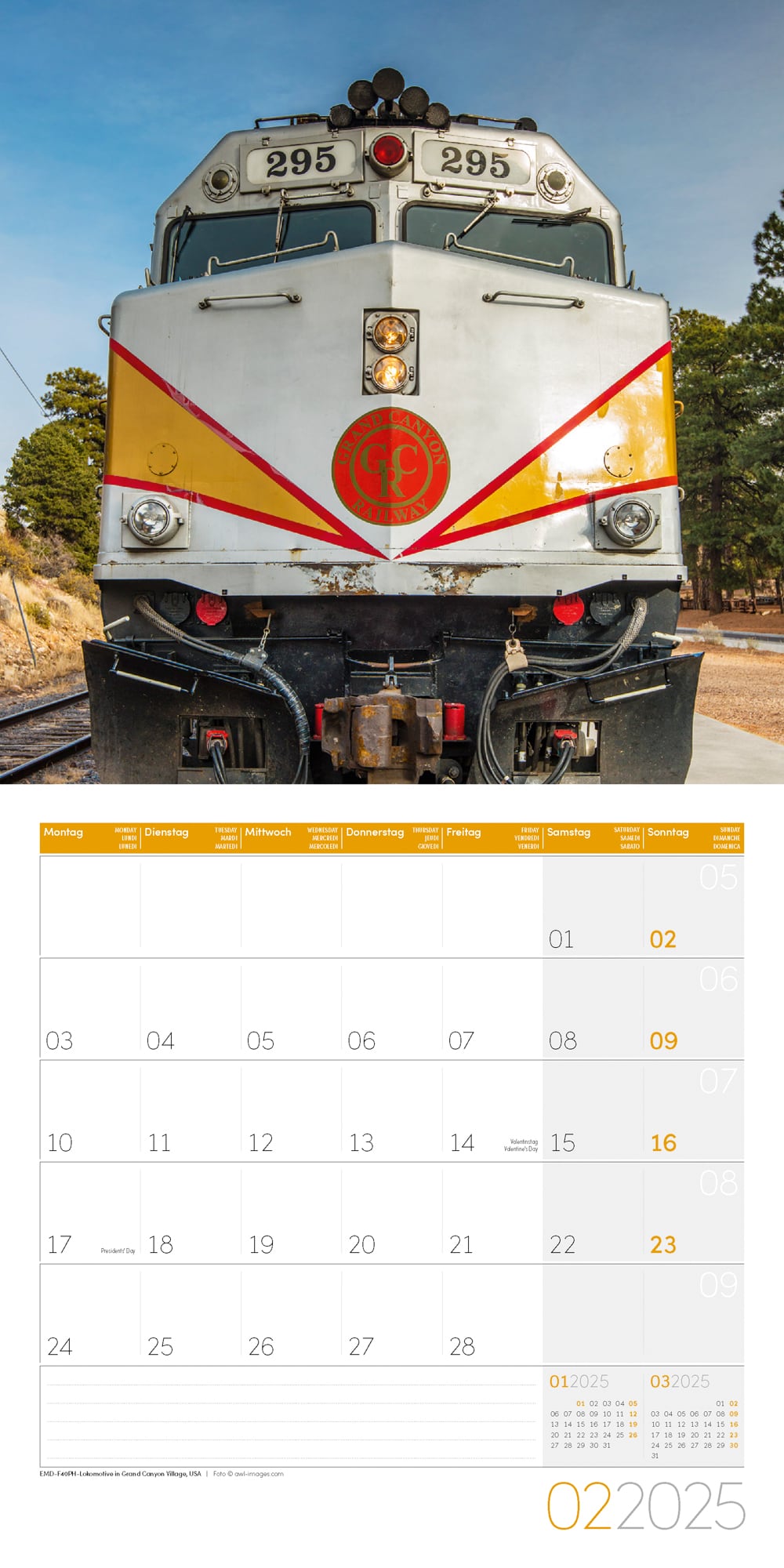 Art12 Collection Kalender Lokomotiven 2025 - 30x30 - Innenansicht 02