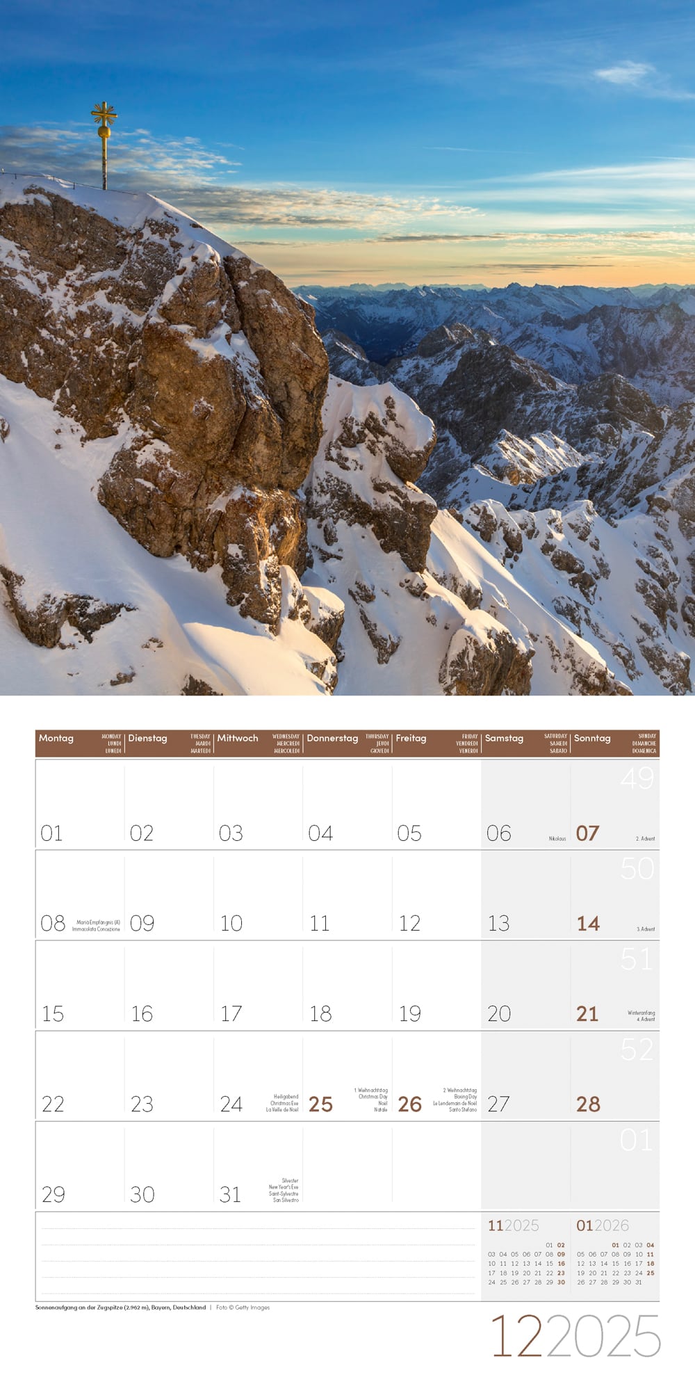 Art12 Collection Kalender Alpen 2025 - 30x30 - Innenansicht 12