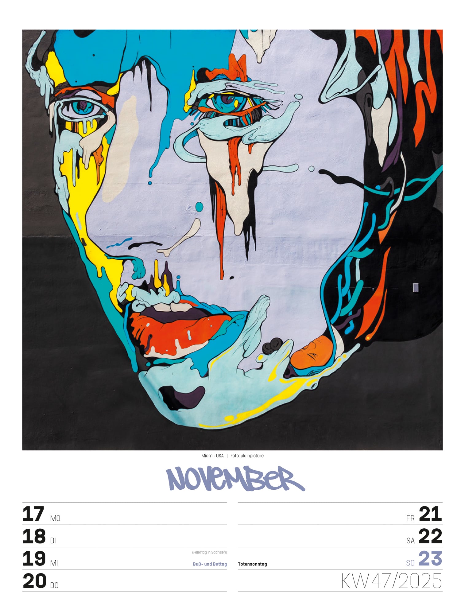 Ackermann Kalender Street Art - Wochenplaner 2025 - Innenansicht 50