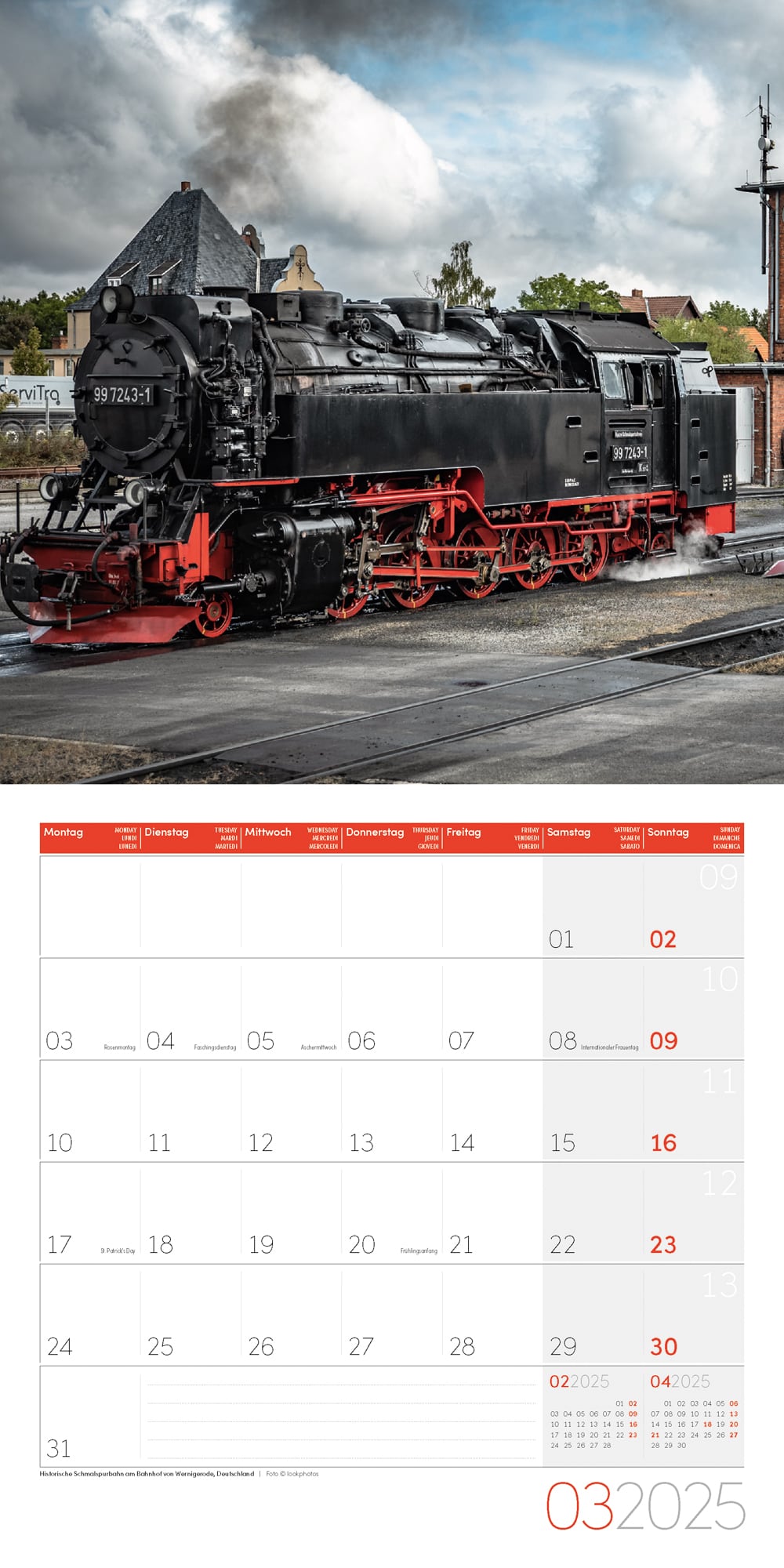 Art12 Collection Kalender Lokomotiven 2025 - 30x30 - Innenansicht 03