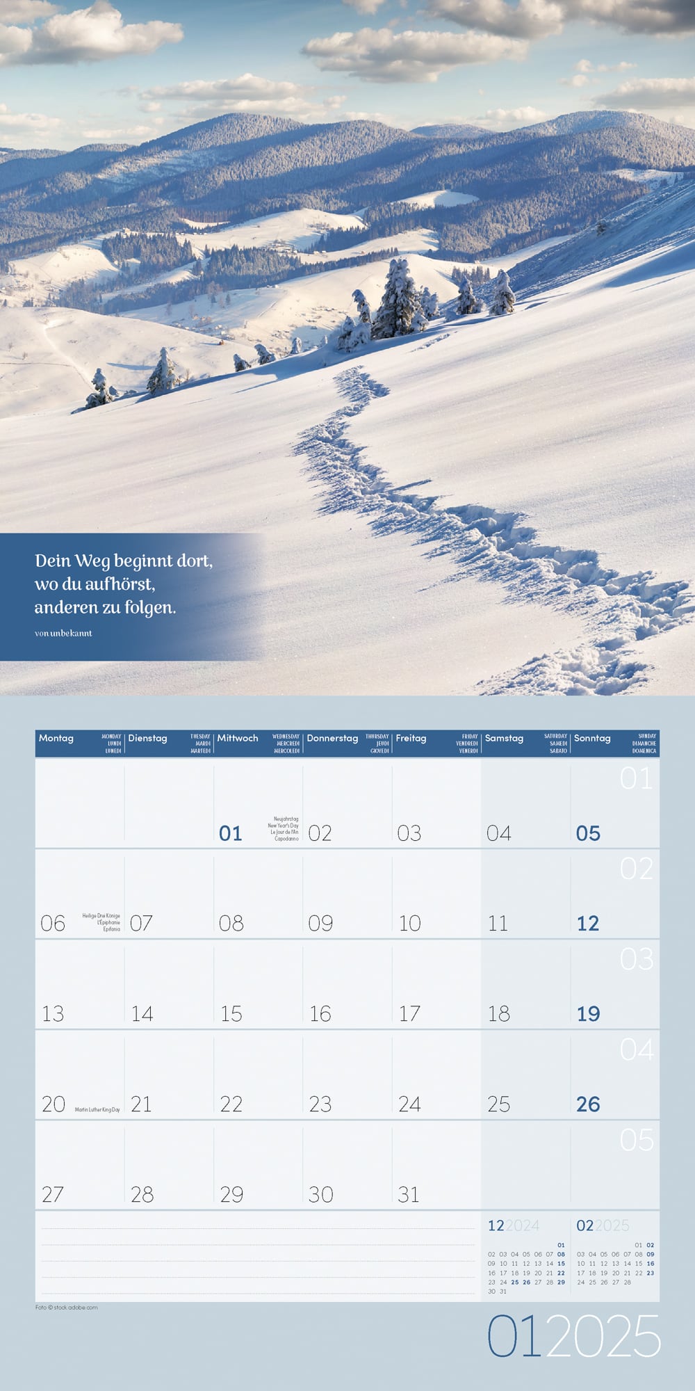 Art12 Collection Kalender Momente für Dich 2025 - 30x30 - Innenansicht 01