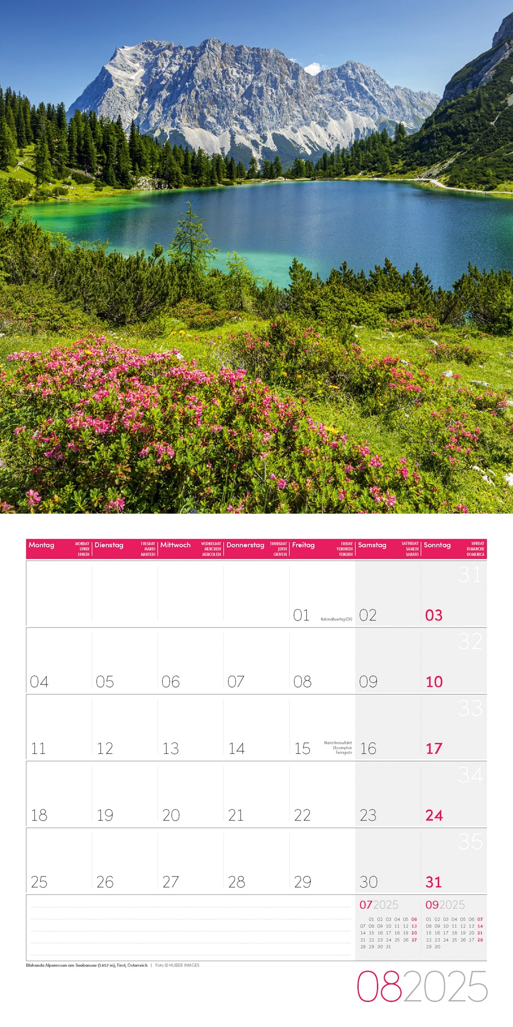 Art12 Collection Kalender Alpen 2025 - 30x30 - Innenansicht 08