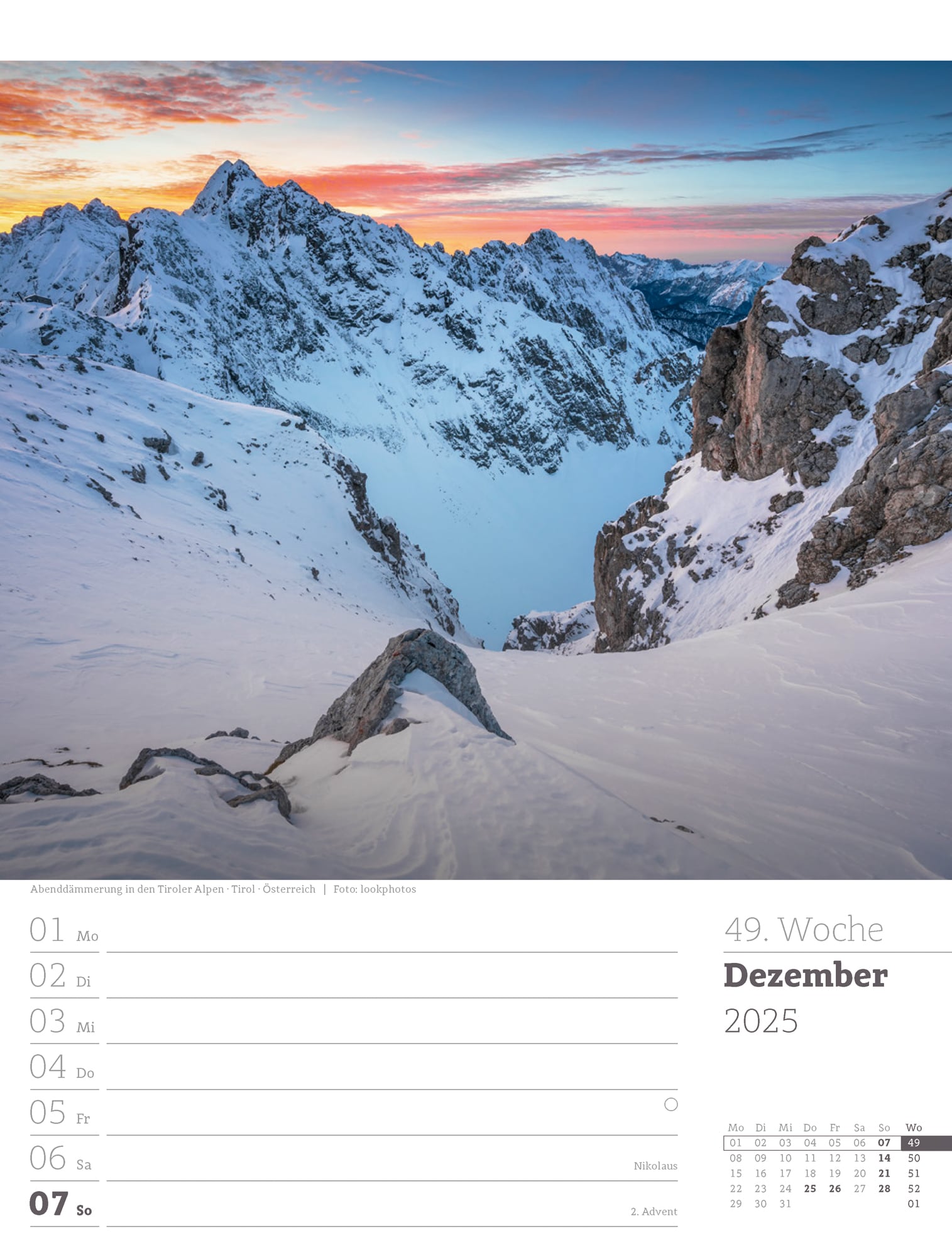 Ackermann Calendar Alps 2025 - Weekly Planner - Inside View 52