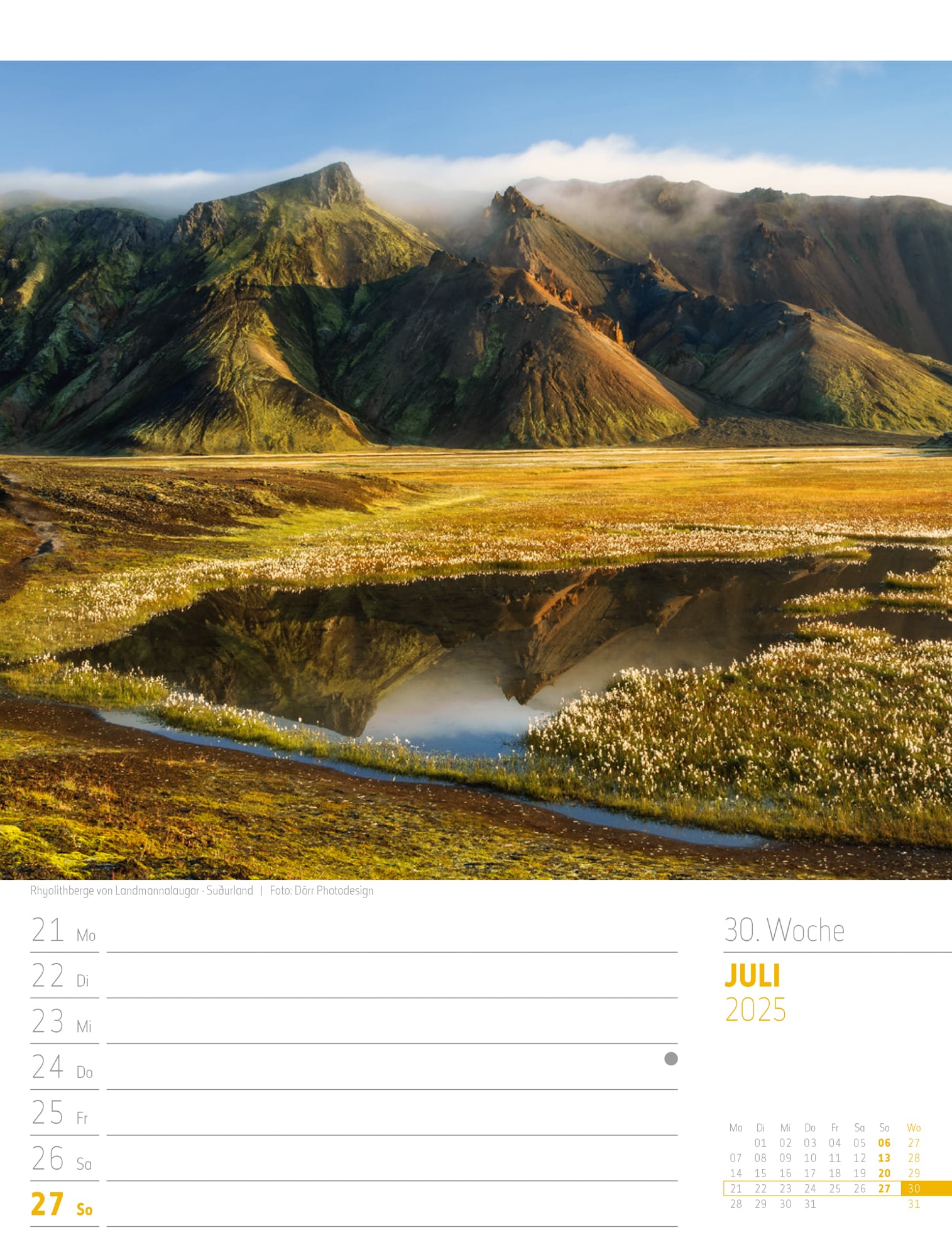 Ackermann Calendar Iceland 2025 - Weekly Planner - Inside View 33