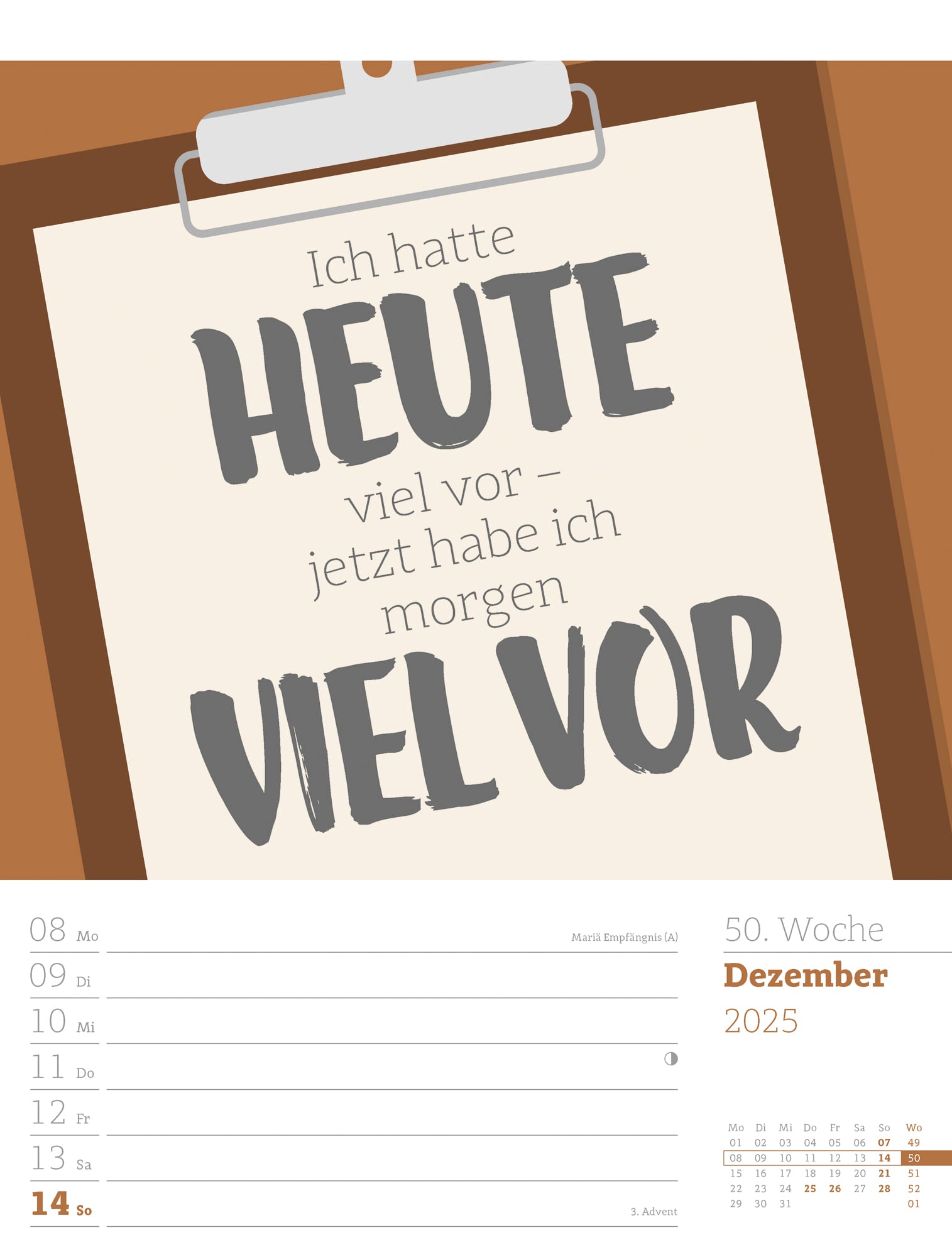 Ackermann Calendar Funny Quotes 2025 - Weekly Planner - Inside View 53