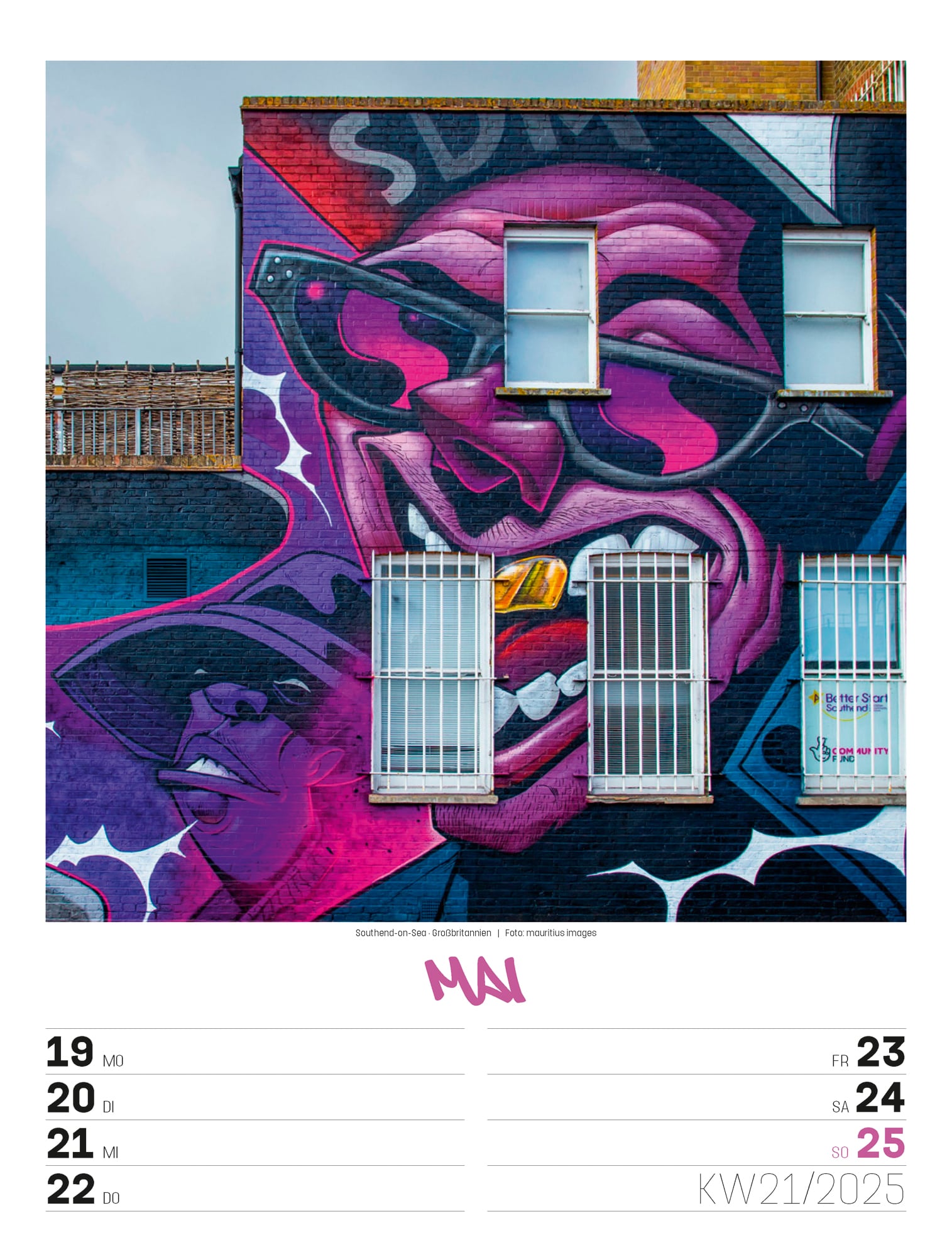 Ackermann Kalender Street Art - Wochenplaner 2025 - Innenansicht 24