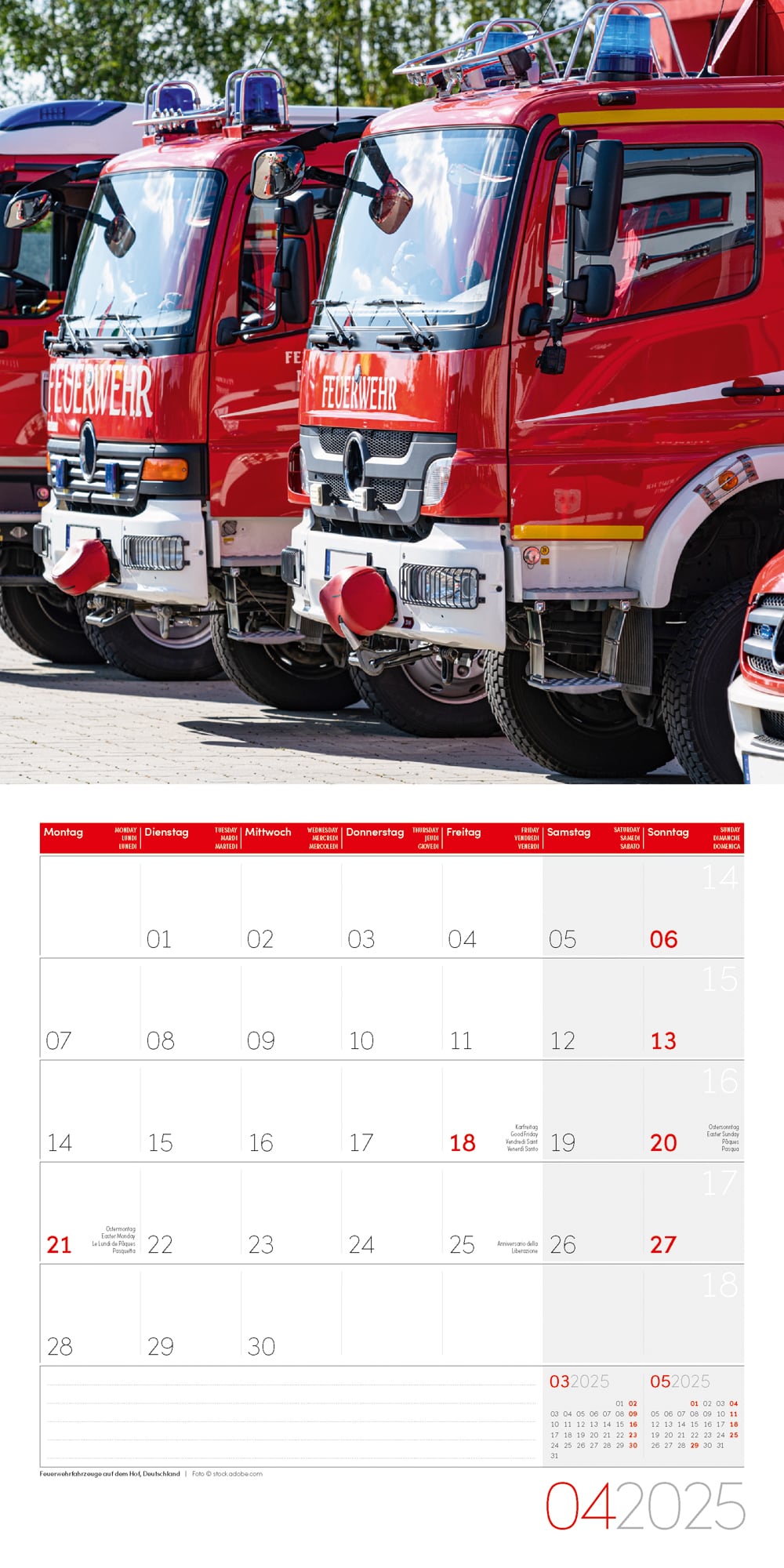 Art12 Collection Kalender Feuerwehr 2025 - 30x30 - Innenansicht 04