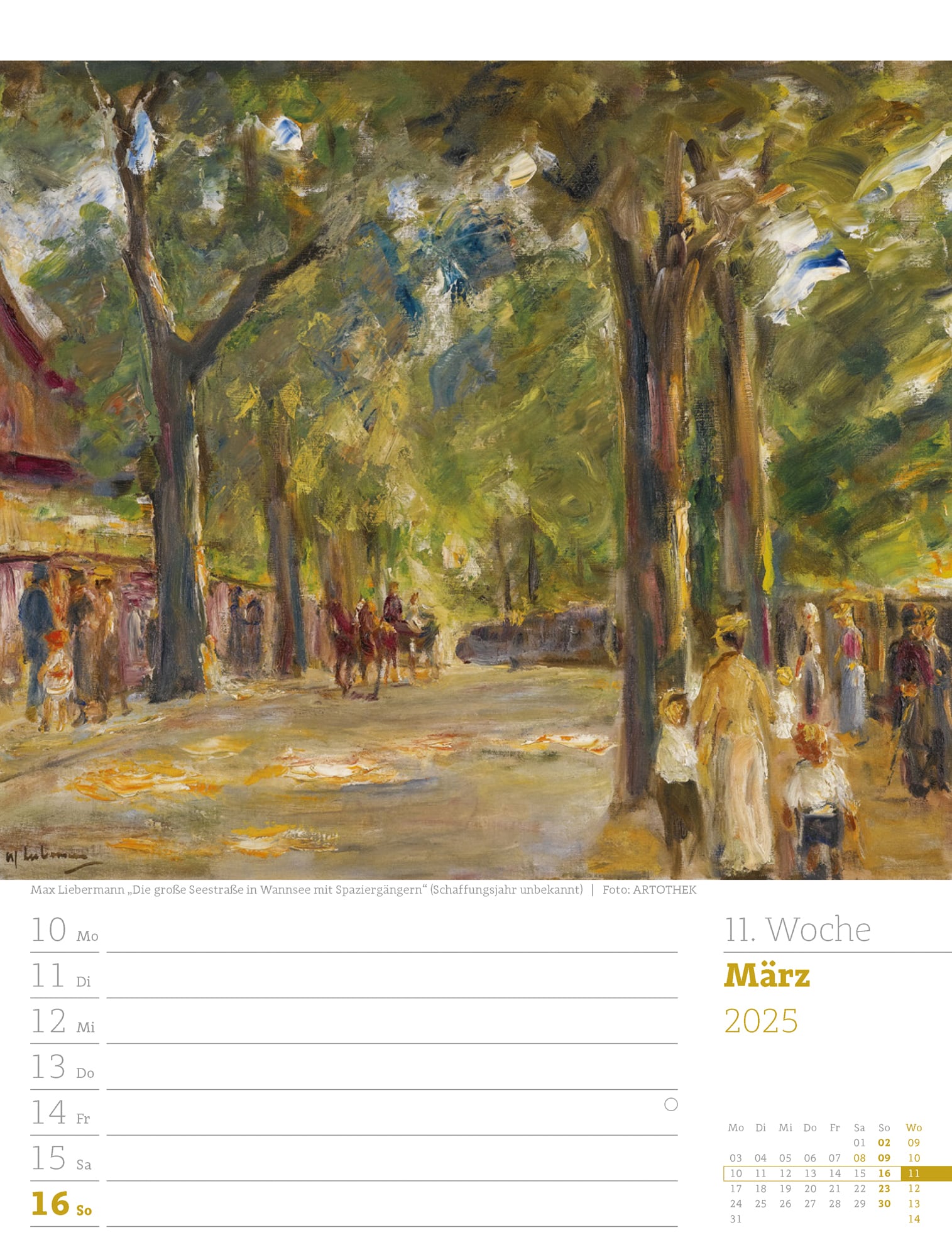 Ackermann Calendar World of Art 2025 - Weekly Planner - Inside View 14