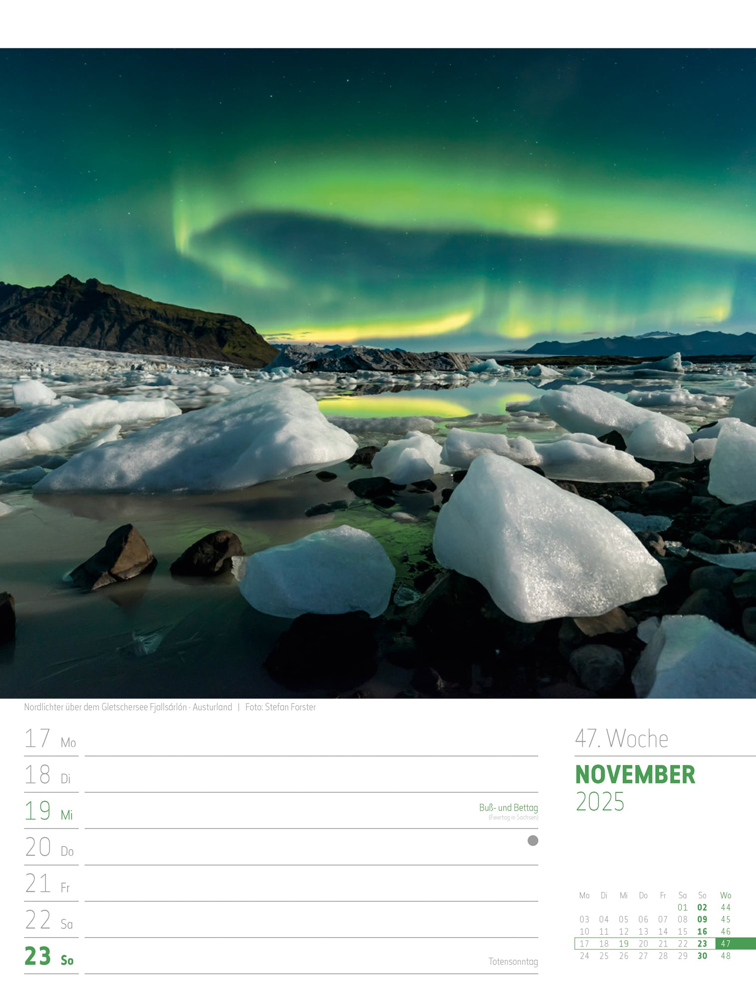 Ackermann Calendar Iceland 2025 - Weekly Planner - Inside View 50