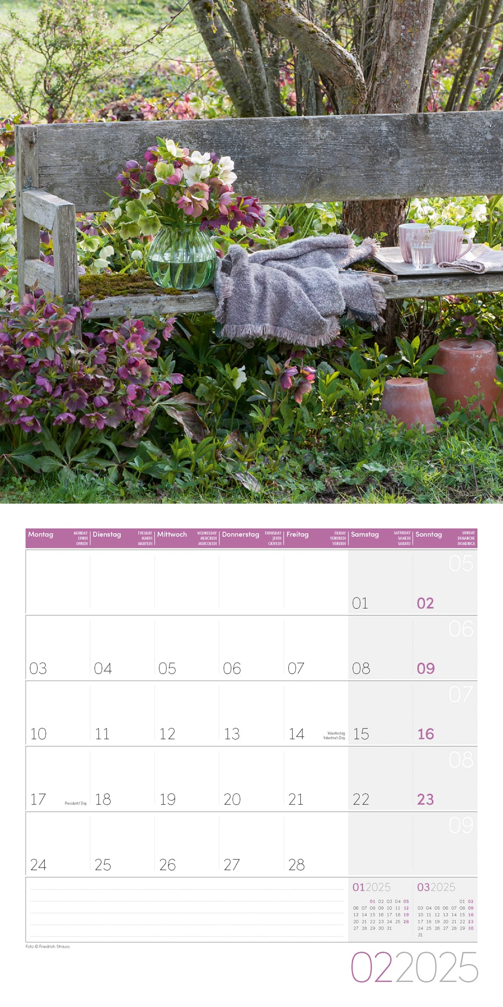 Art12 Collection Kalender In meinem Garten 2025 - 30x30 - Innenansicht 02