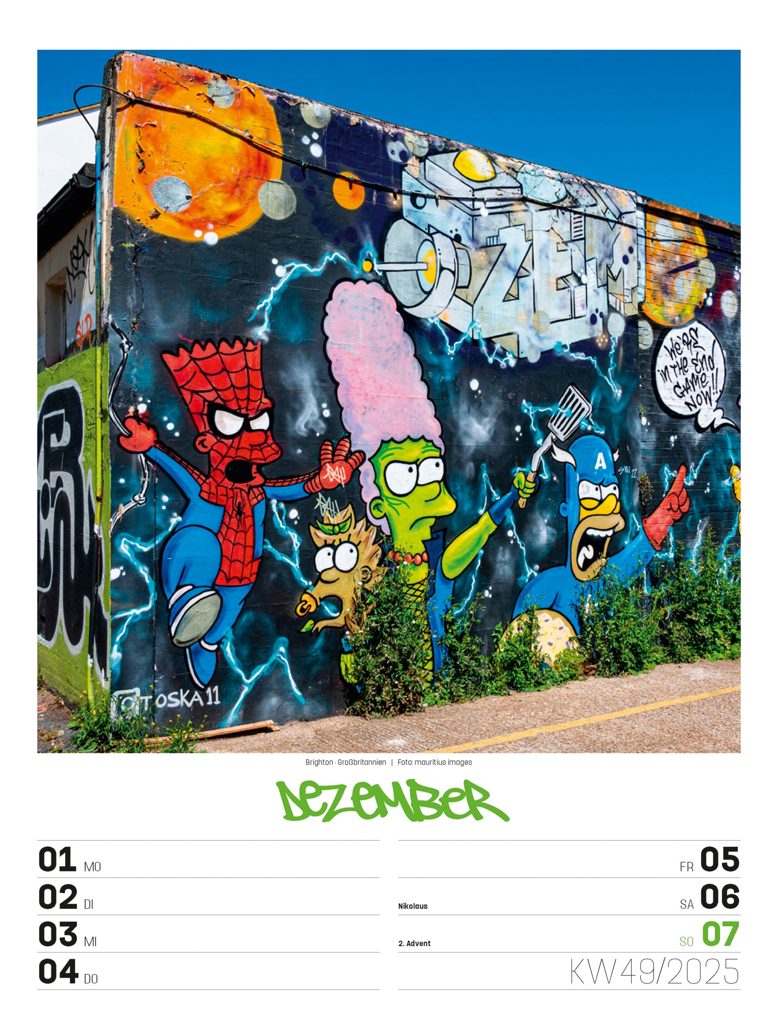 Ackermann Calendar Street Art 2025 - Weekly Planner - Inside View 52