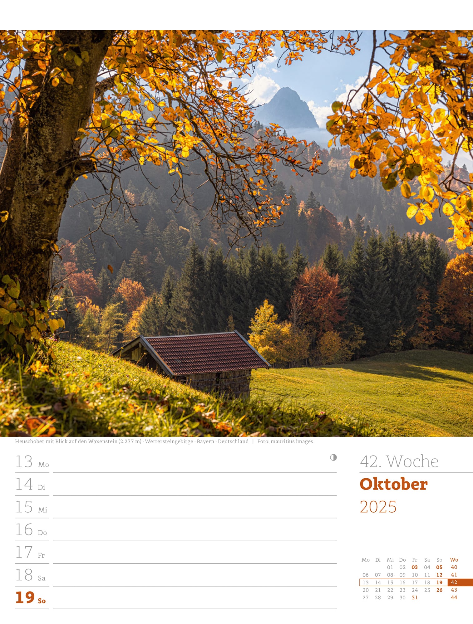 Ackermann Calendar Alps 2025 - Weekly Planner - Inside View 45