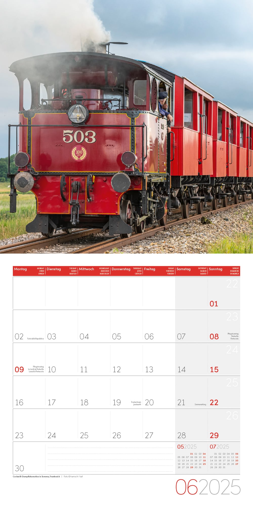 Art12 Collection Kalender Lokomotiven 2025 - 30x30 - Innenansicht 06