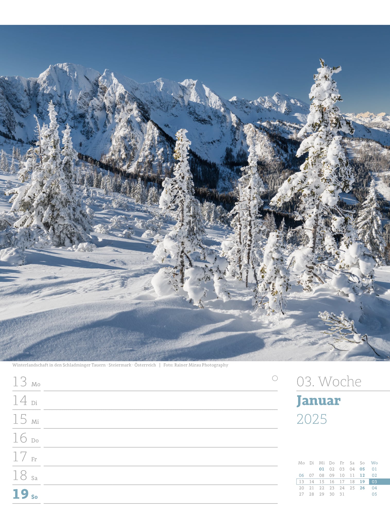 Ackermann Kalender Alpenwelt - Wochenplaner 2025 - Innenansicht 05