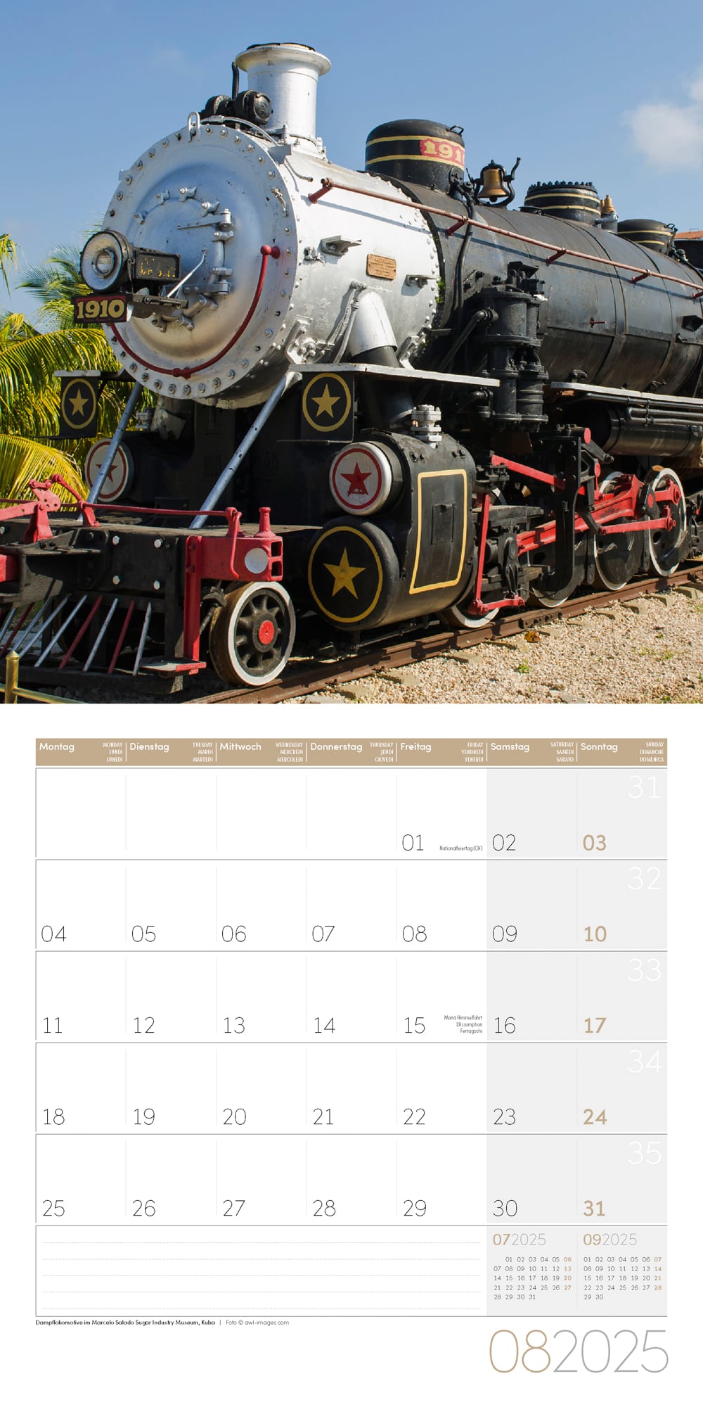 Art12 Collection Kalender Lokomotiven 2025 - 30x30 - Innenansicht 08