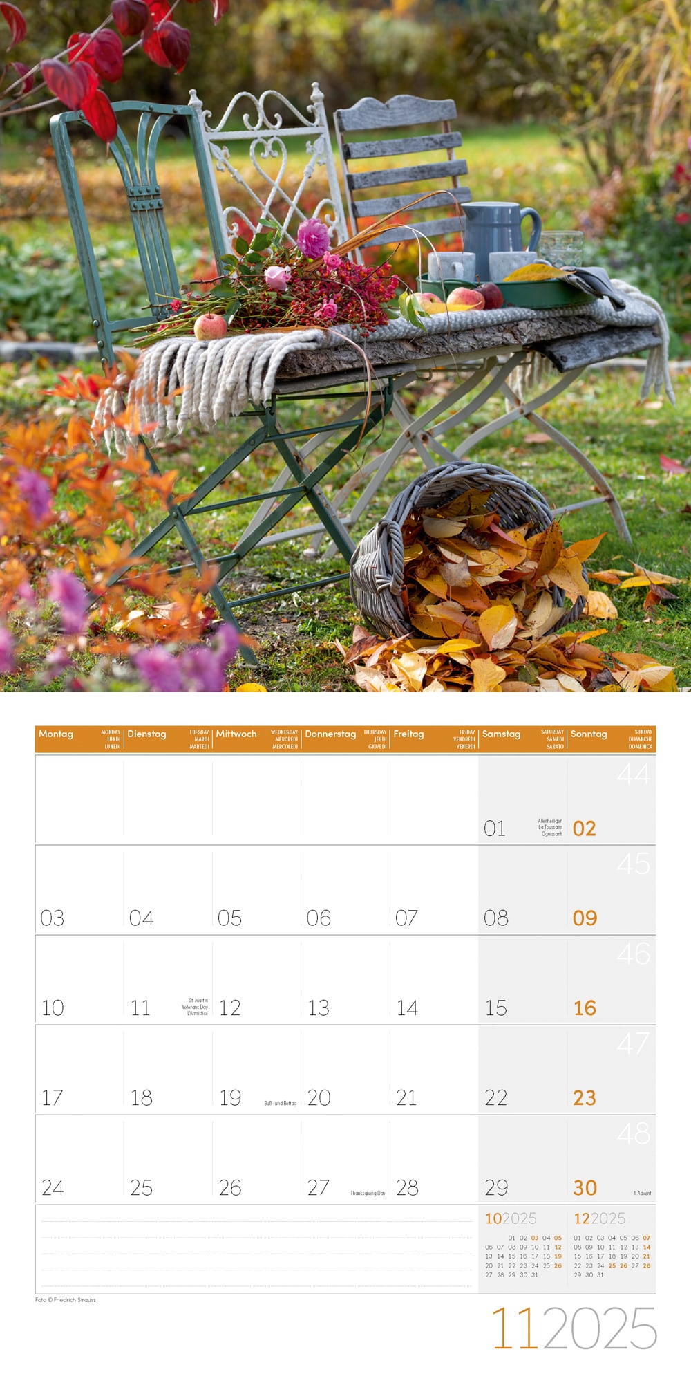 Art12 Collection Kalender In meinem Garten 2025 - 30x30 - Innenansicht 11