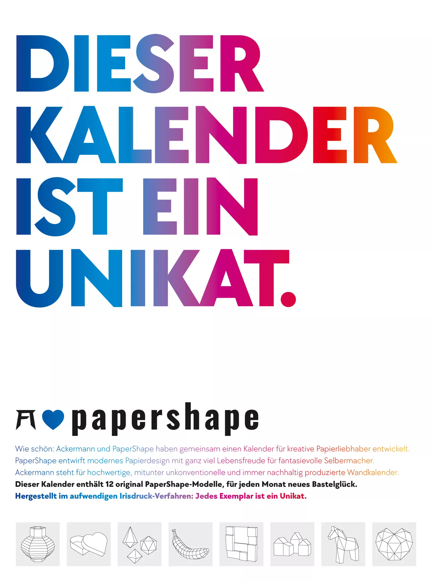 Ackermann Kalender PaperShape - Dieser Kalender ist ein Unikat - Titelblatt