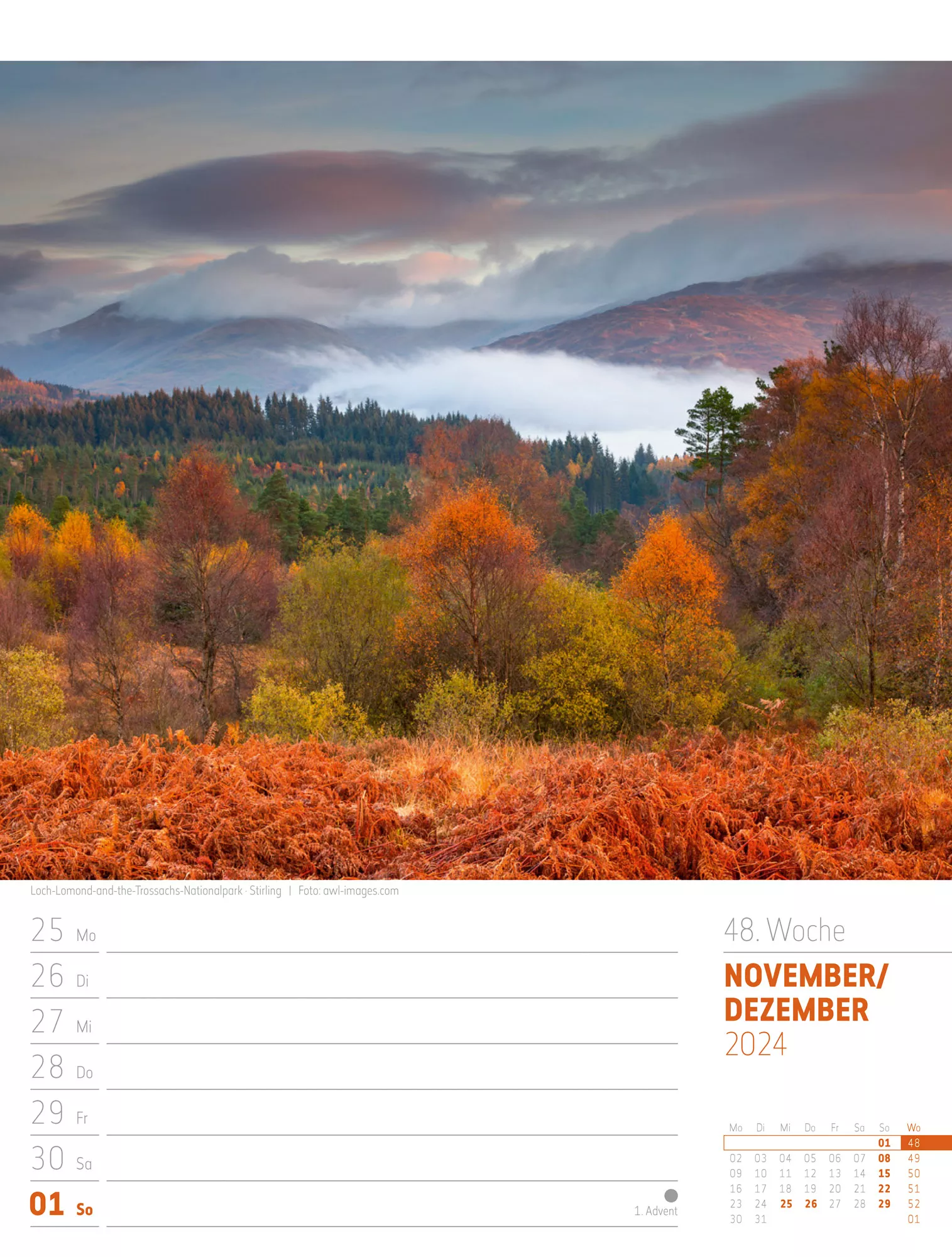 Ackermann Kalender Schottland - Wochenplaner 2024 - Innenansicht 51