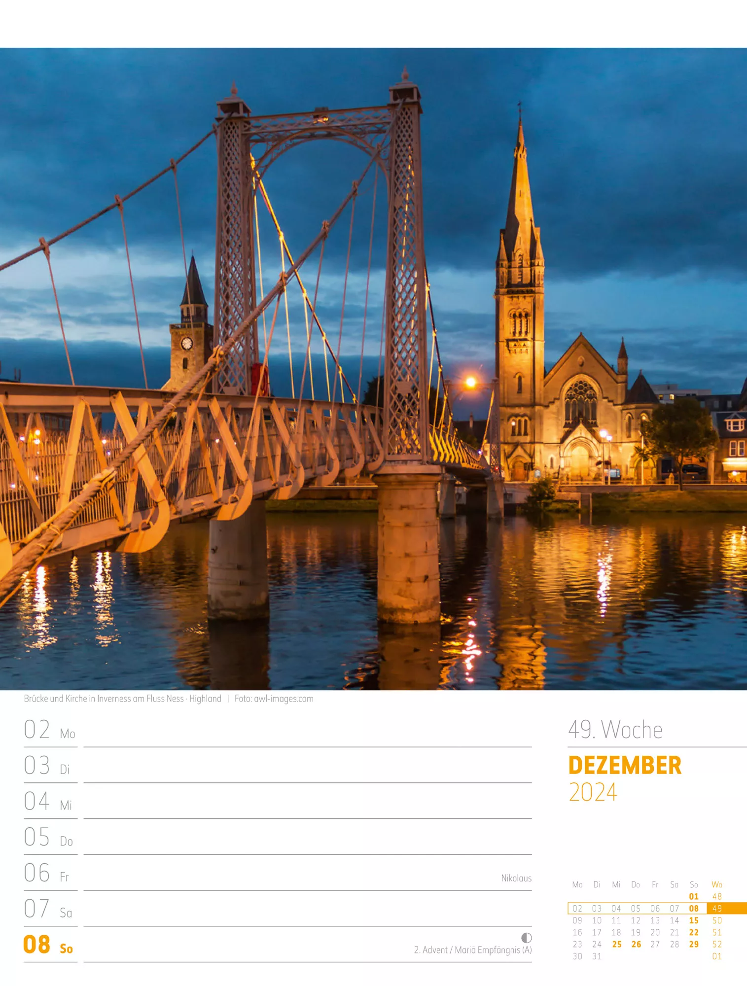 Ackermann Kalender Schottland - Wochenplaner 2024 - Innenansicht 52