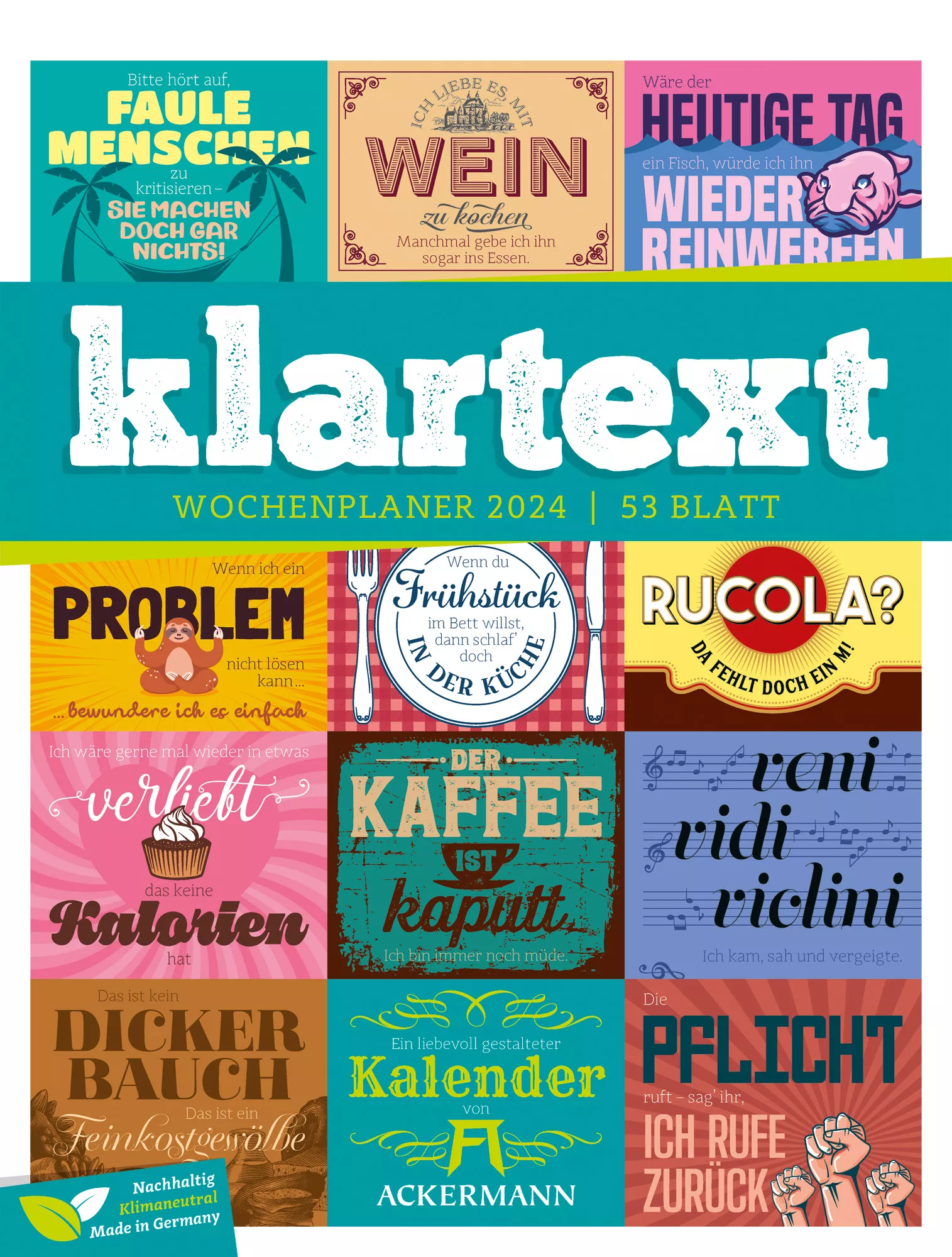 Ackermann Kalender Klartext - Wochenplaner 2024 - Titelblatt