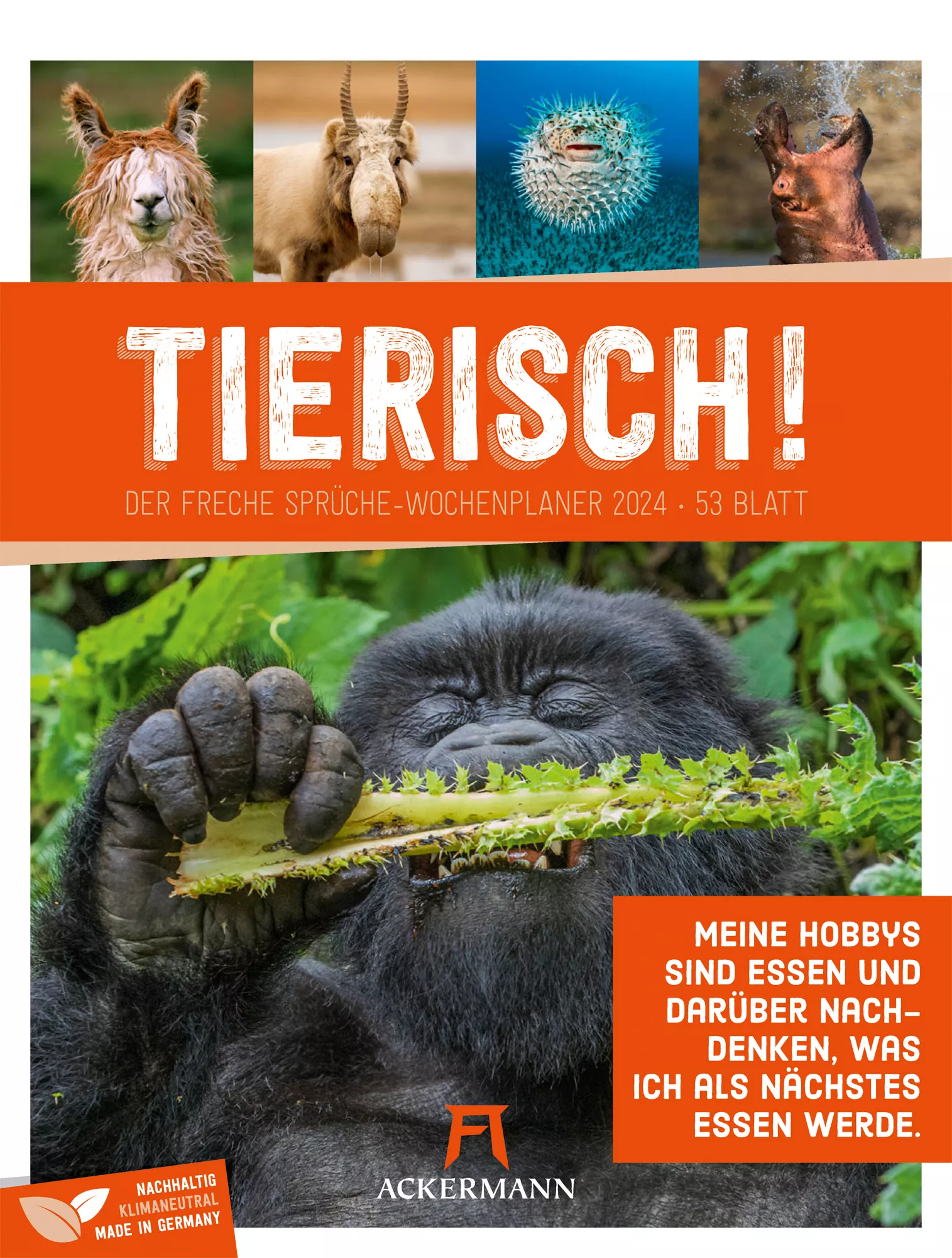 Ackermann Kalender Tierisch! - Wochenplaner 2024 - Titelblatt