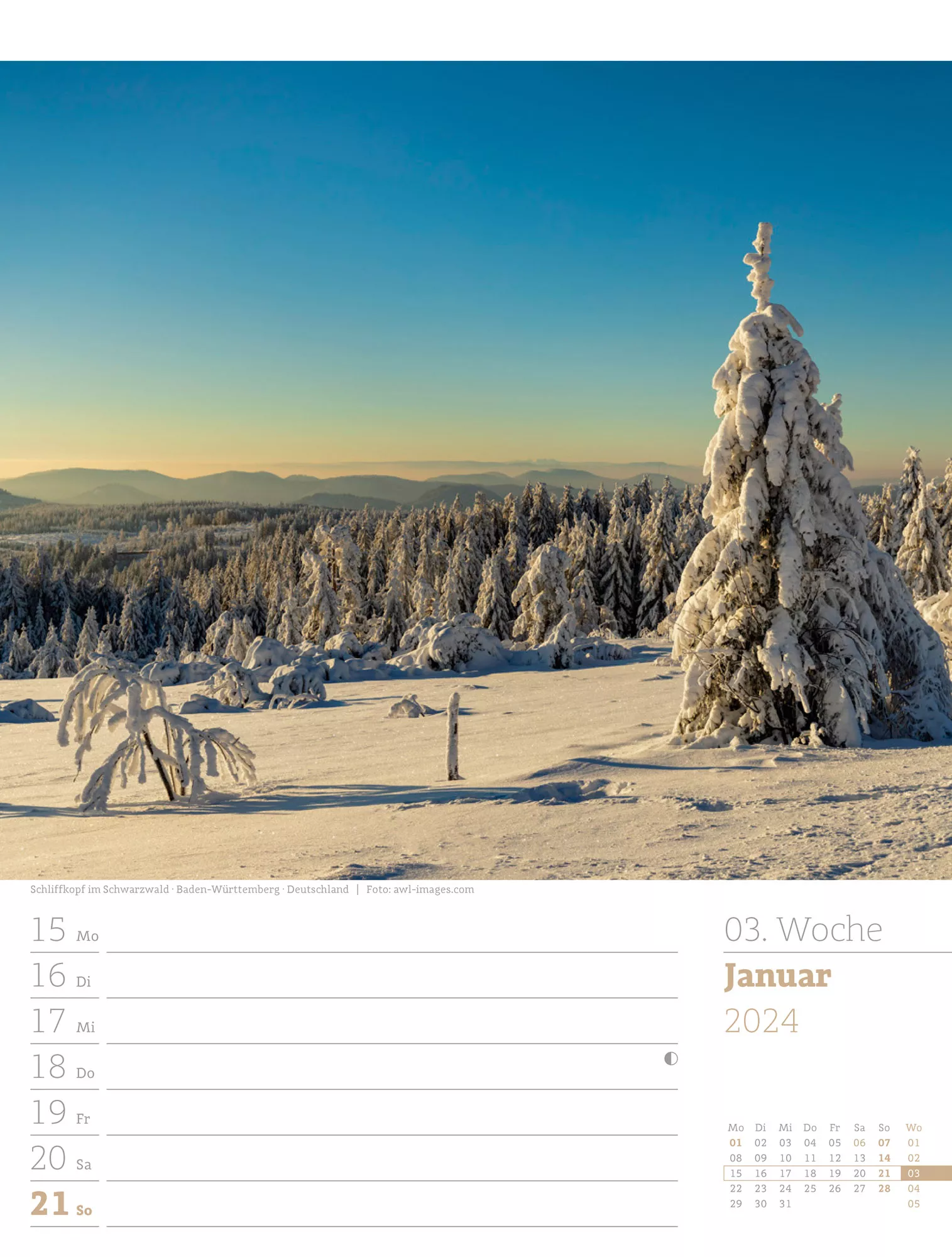 Ackermann Kalender Unser Wald - Wochenplaner 2024 - Innenansicht 05