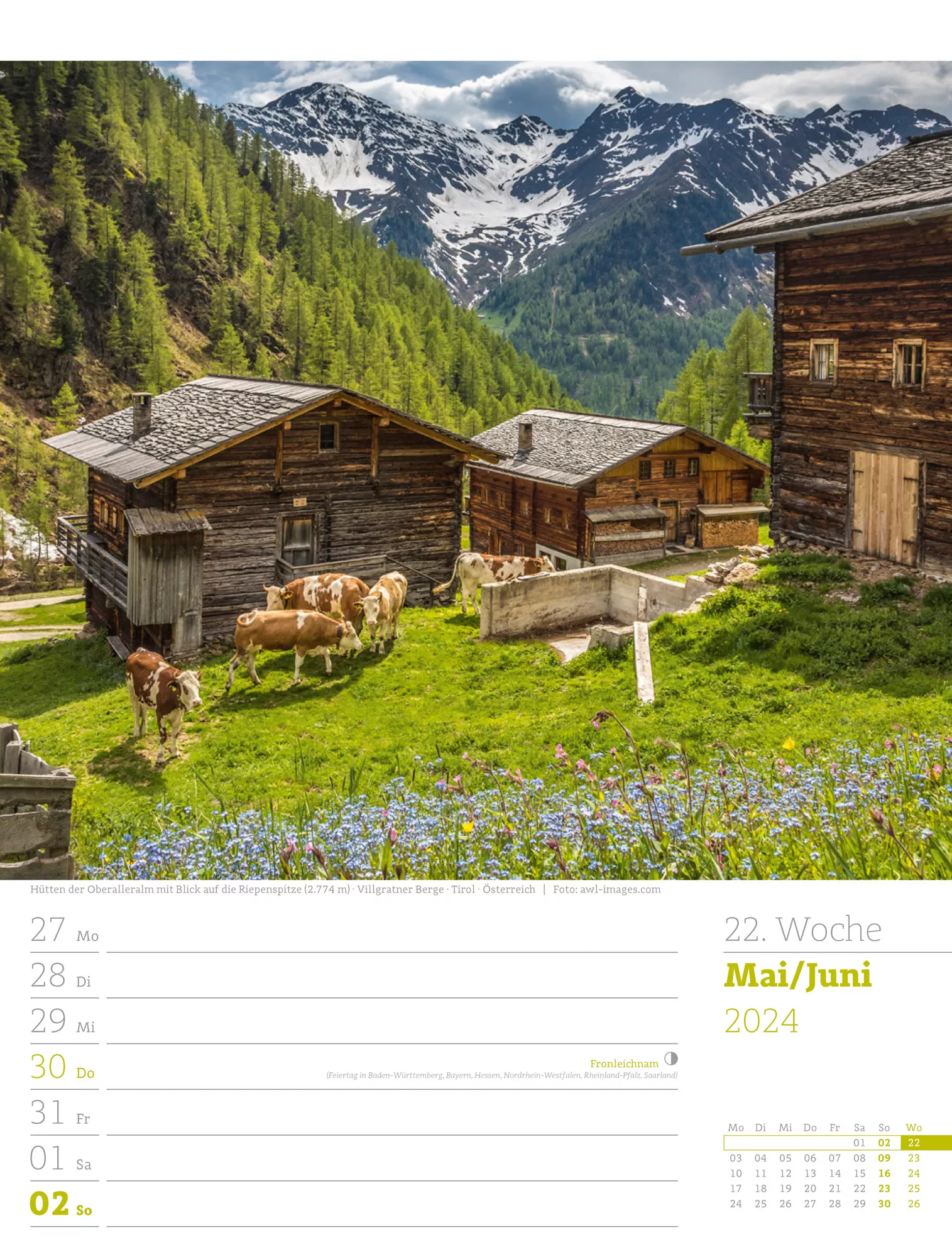 Ackermann Kalender Alpenwelt - Wochenplaner 2024 - Innenansicht 25