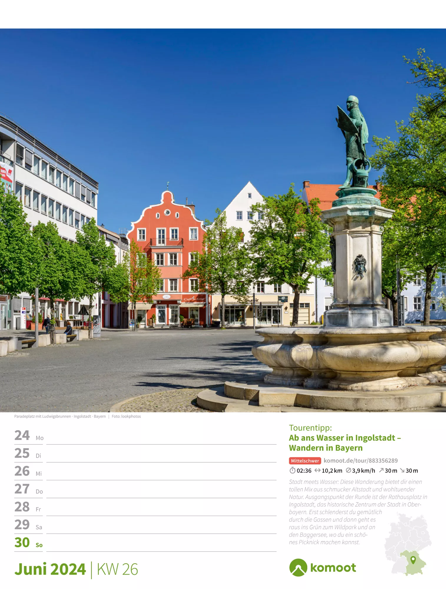 Ackermann Kalender Deutschland ist wanderbar! Komoot - Wochenplaner 2024 - Innenansicht 29