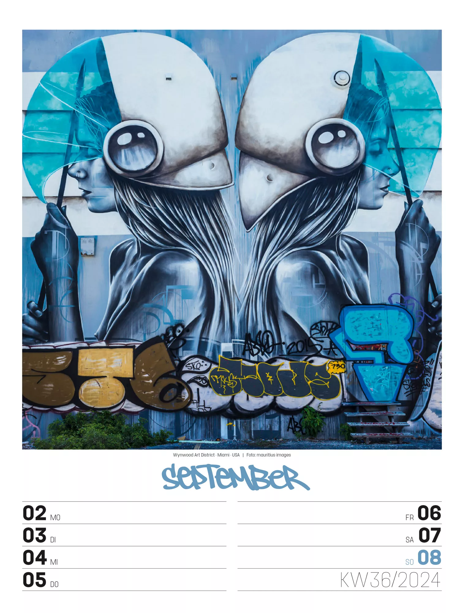 Ackermann Kalender Street Art - Wochenplaner 2024 - Innenansicht 39