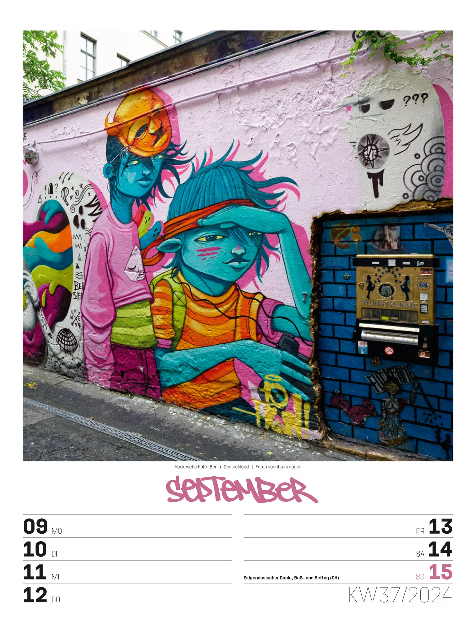 Ackermann Kalender Street Art - Wochenplaner 2024 - Innenansicht 40