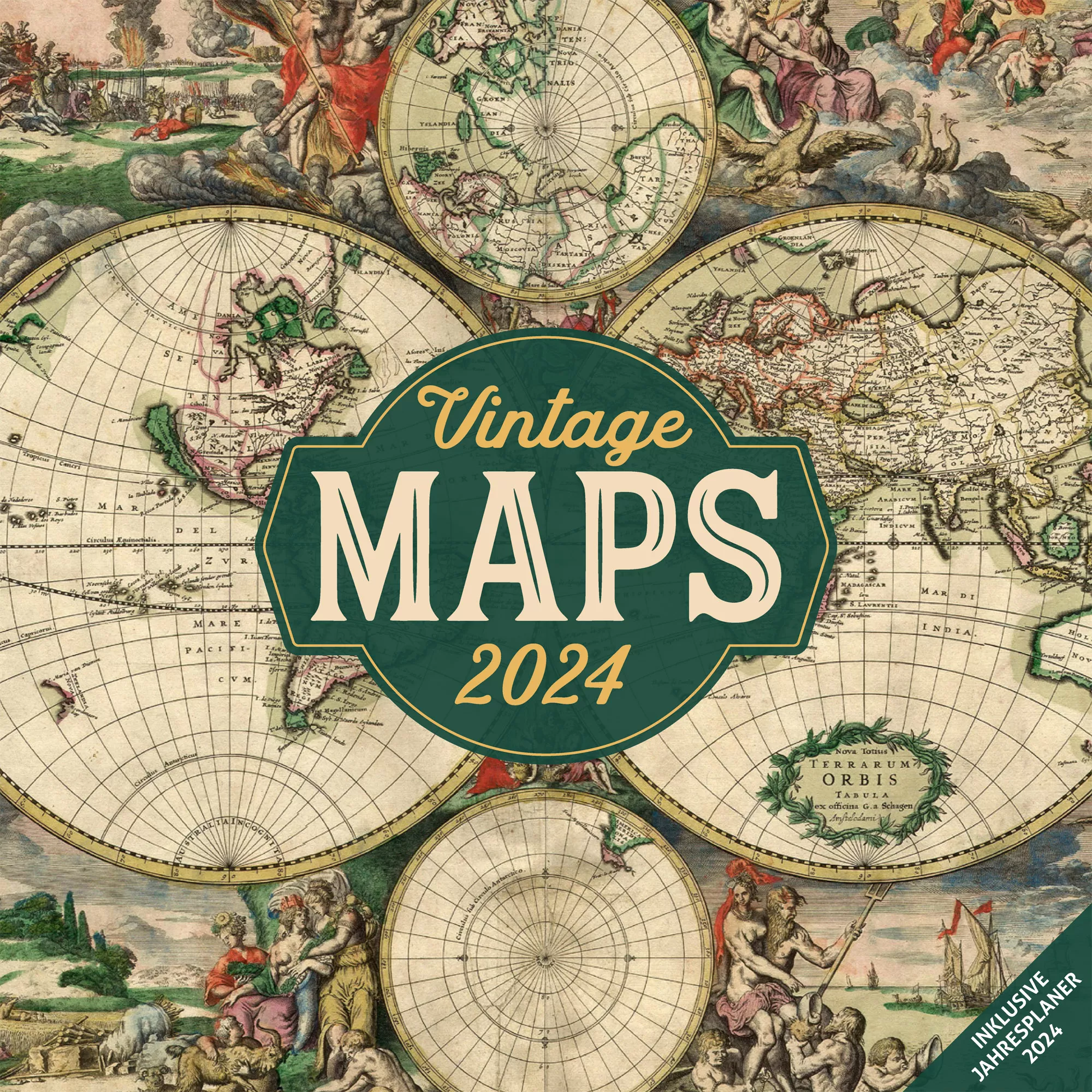 Art12 Collection Kalender Vintage Maps 2024 - 30x30 - Titelblatt