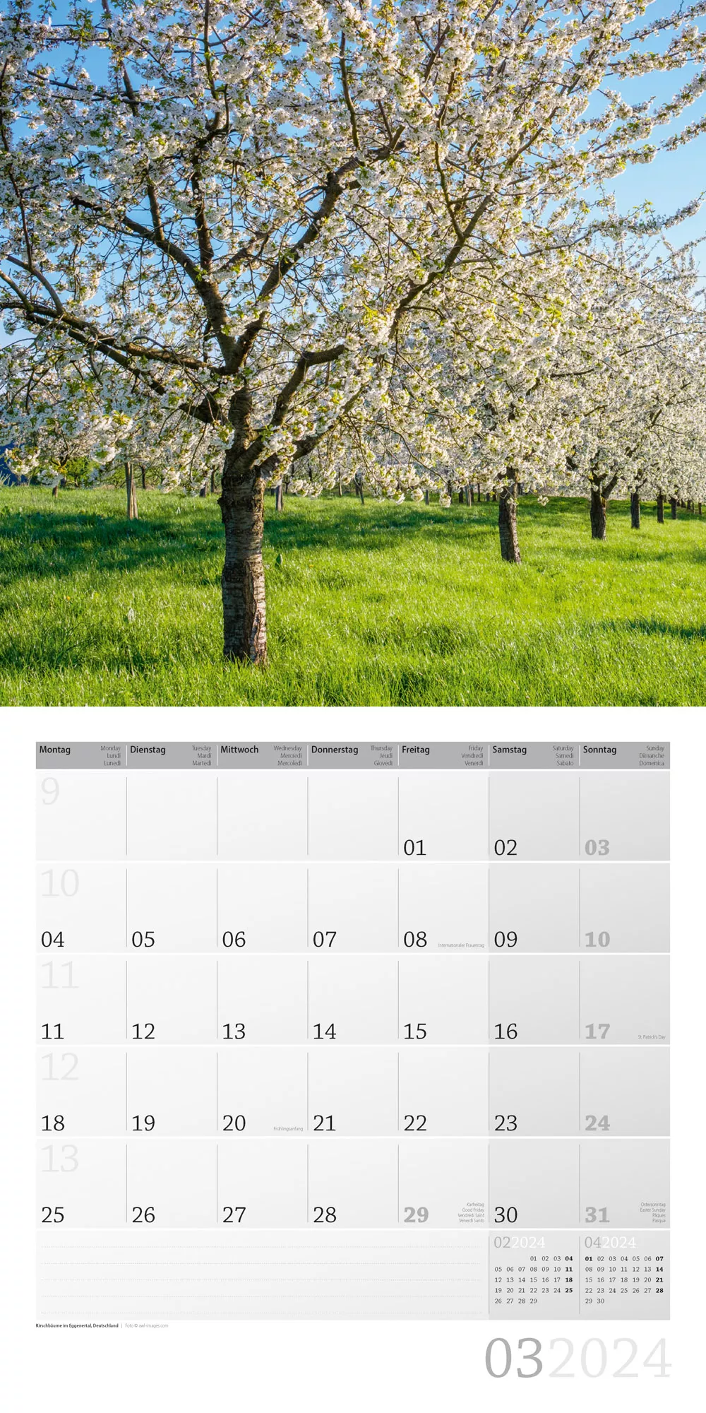 Art12 Collection Kalender Bäume 2024 - 30x30 - Innenansicht 03