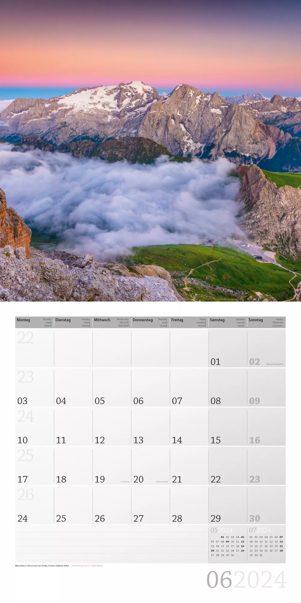 Art12 Collection Kalender Alpen 2024 - 30x30 - Innenansicht 06