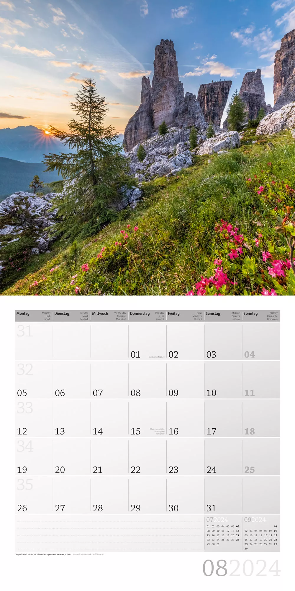 Art12 Collection Kalender Alpen 2024 - 30x30 - Innenansicht 08